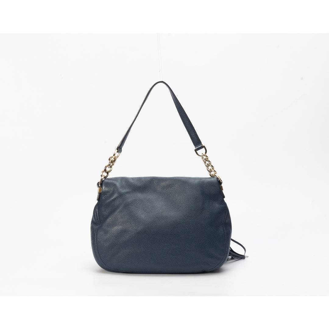 Michael Kors Blue Leather Bedford Tassel Shoulder Bag