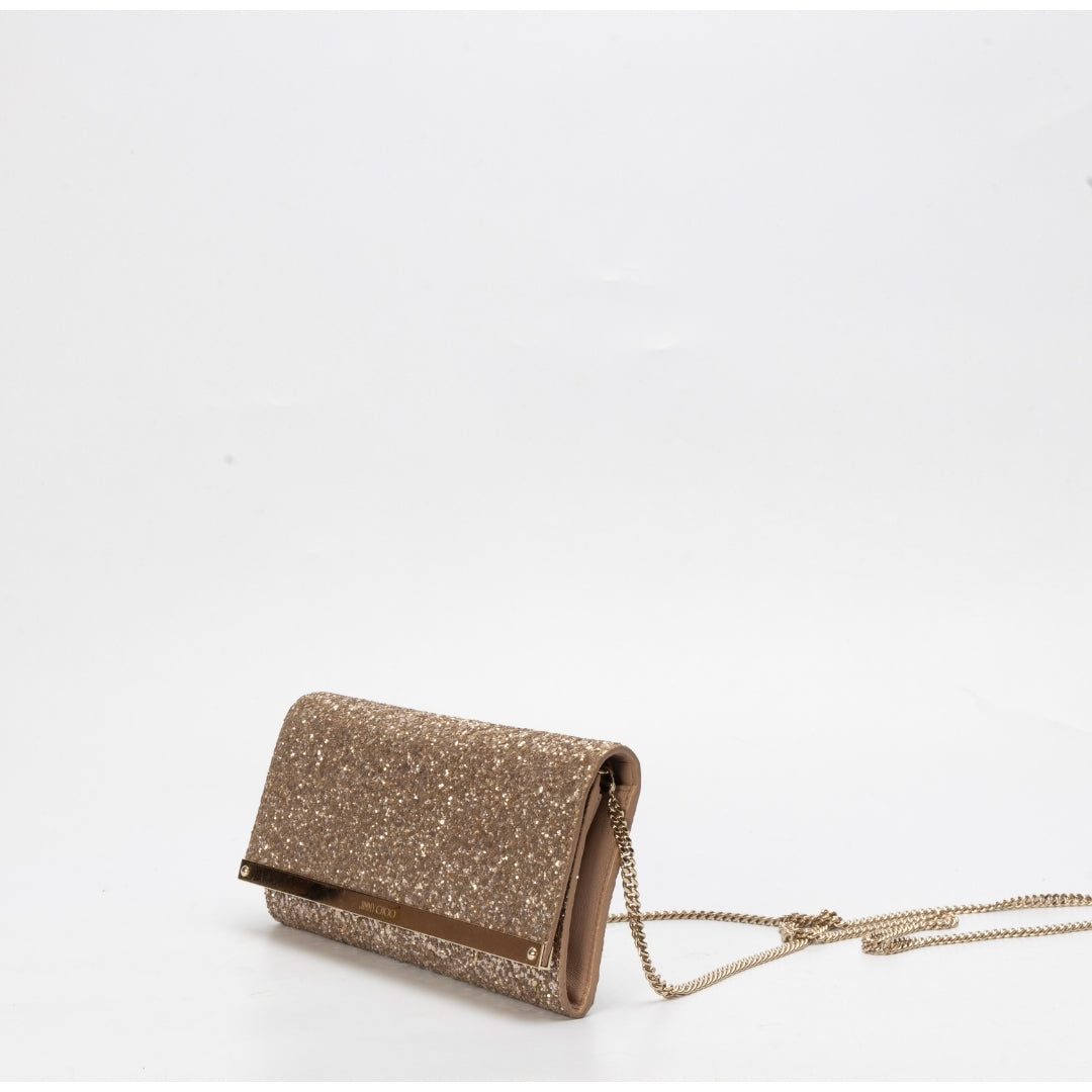Jimmy Choo Glitter Fabric Milla Chain Wallet