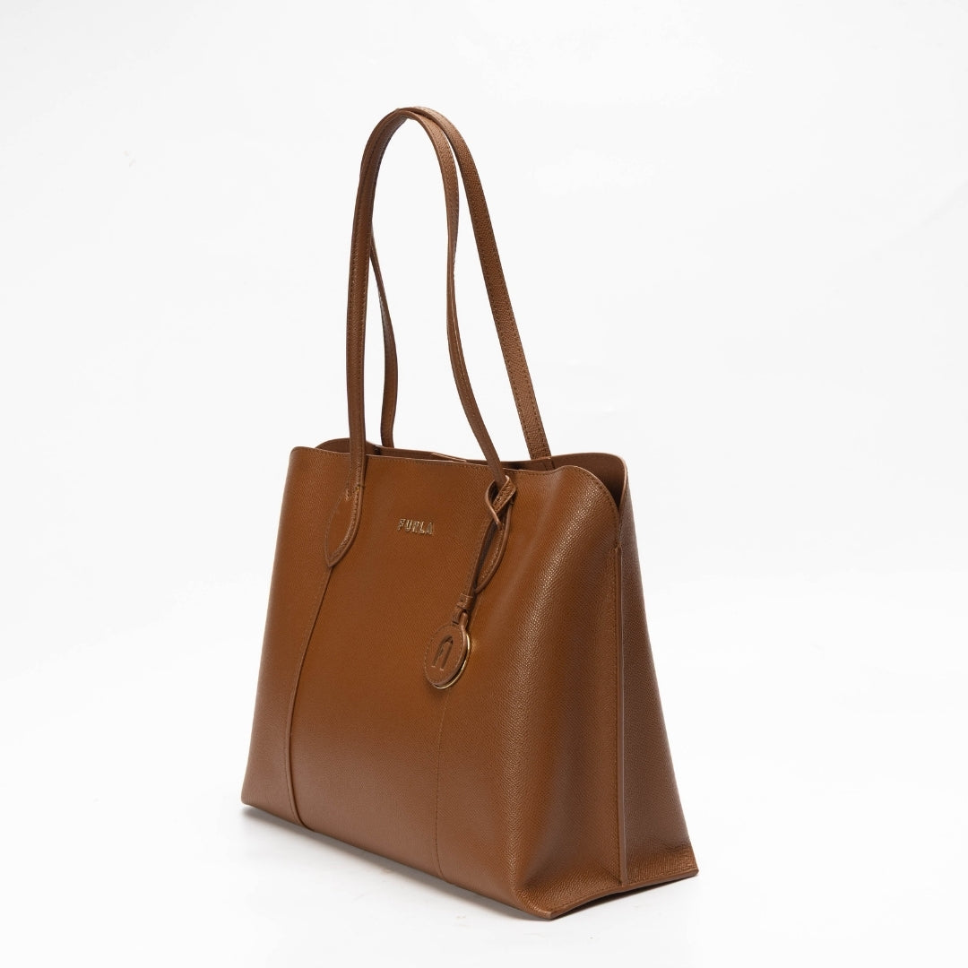 Furla Cognac Vittoria Medium Leather Tote