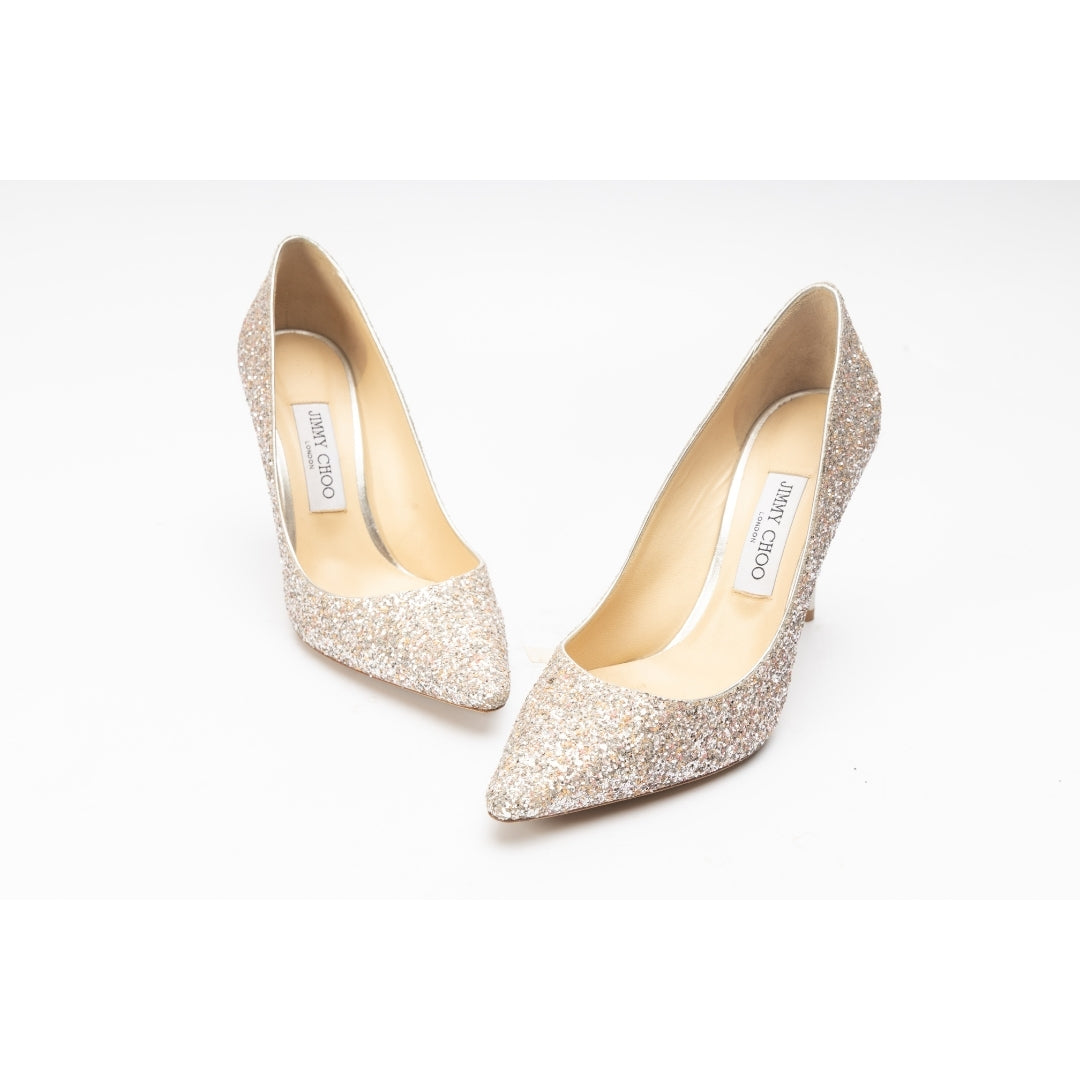 Jimmy Choo Love 85 Coarse Glitter Fabric Pumps