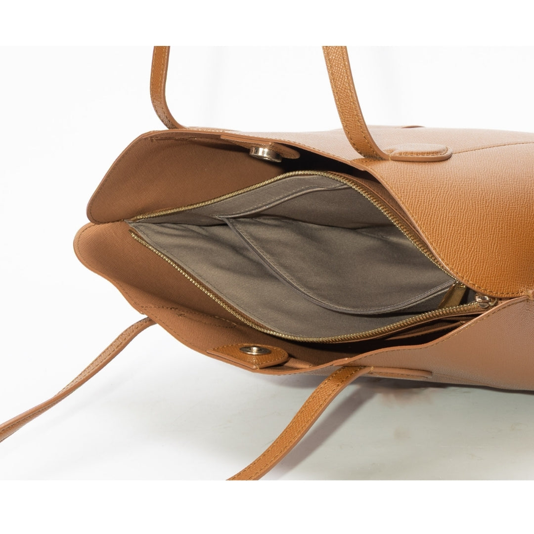 Furla Cognac Vittoria Medium Leather Tote