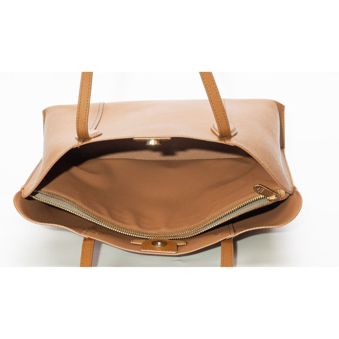 Furla Cognac Vittoria Medium Leather Tote