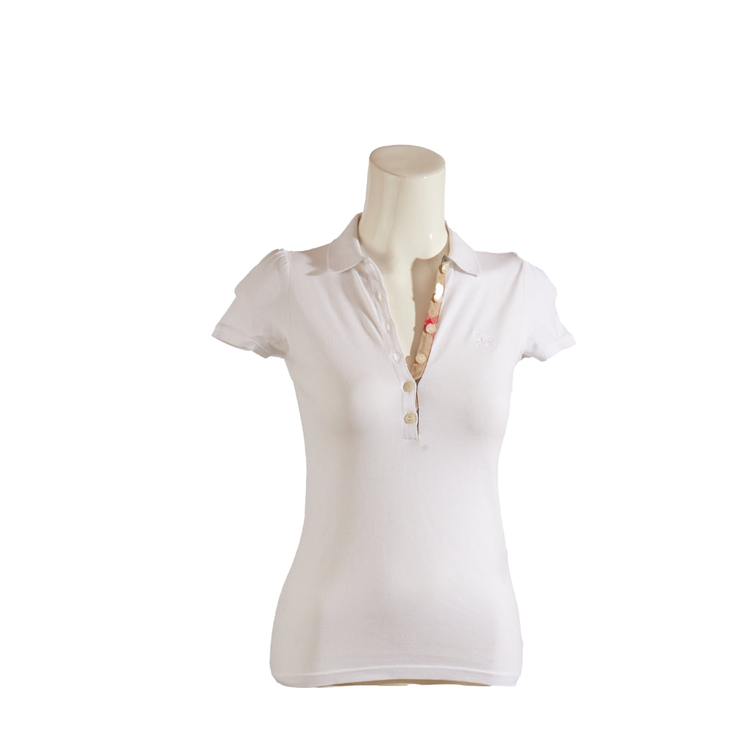 Burberry White Polo T Shirt