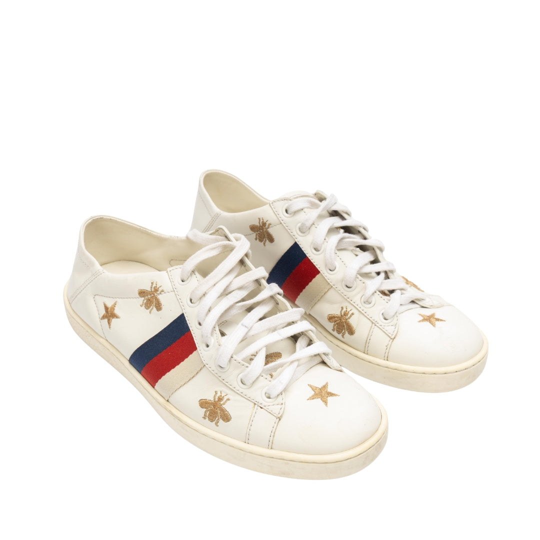 Gucci White Leather Ace Sneakers