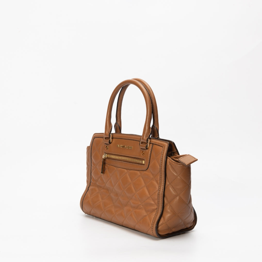 Michael Kors Brown Quilted Leather Selma Satchel