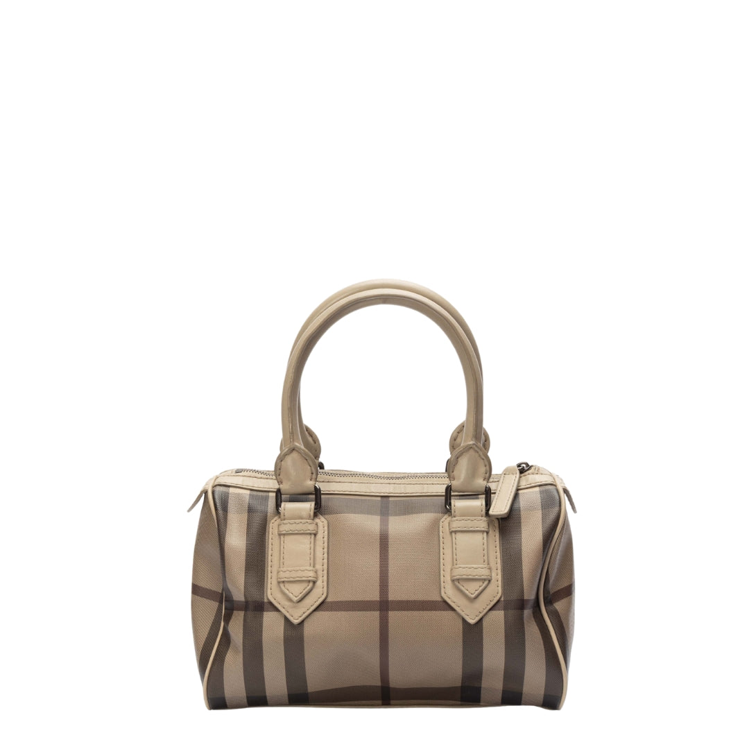 Burberry Beige Check PVC Leather Chester Boston Bag