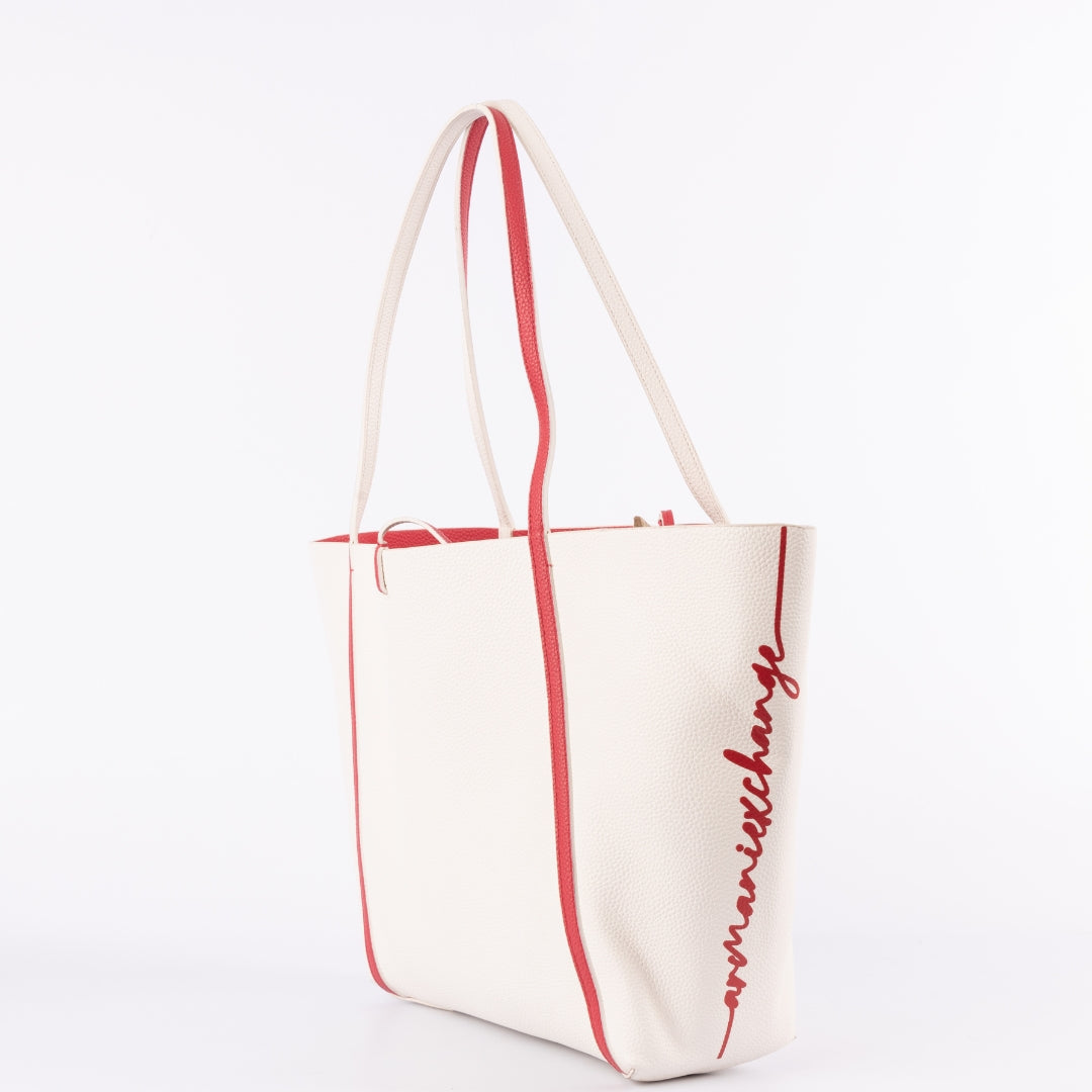 Armani Exchange White & Red Reversible Tote Bag With Pouch