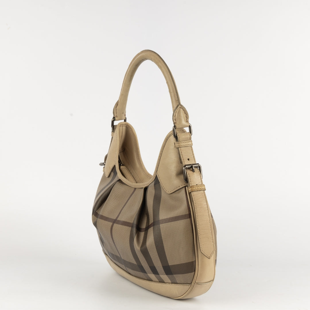 Burberry Plaid Coated Canvas Shoulder Bag