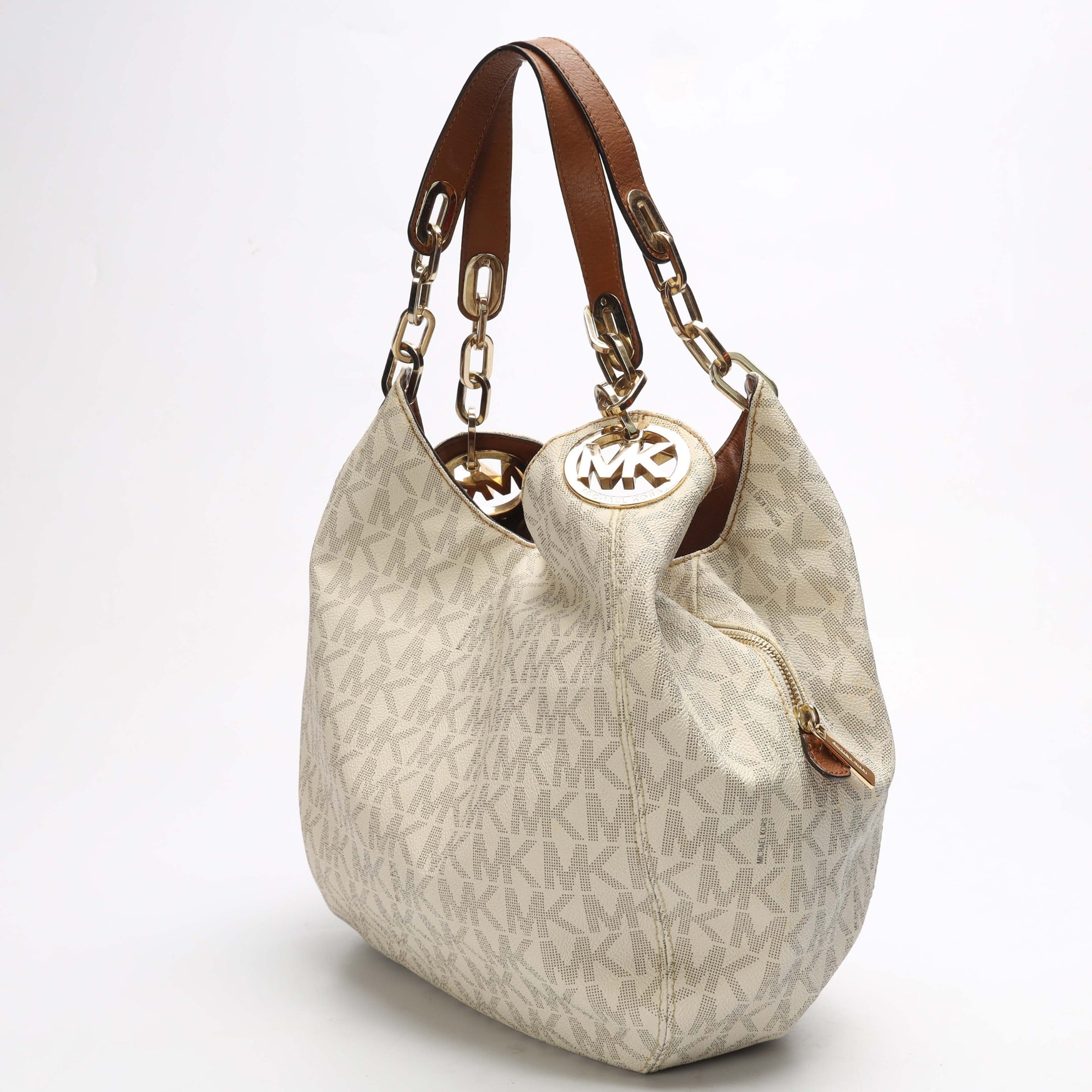 Michael Kors Vanilla Logo Fulton Hobo Bag