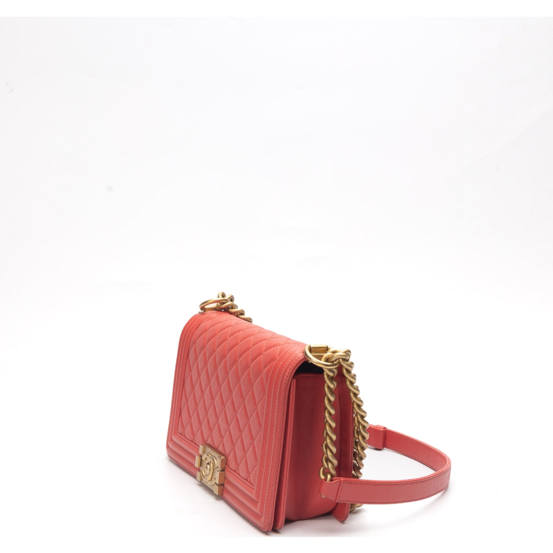 Chanel Lambskin Boy Flap Crossbody Bag Red
