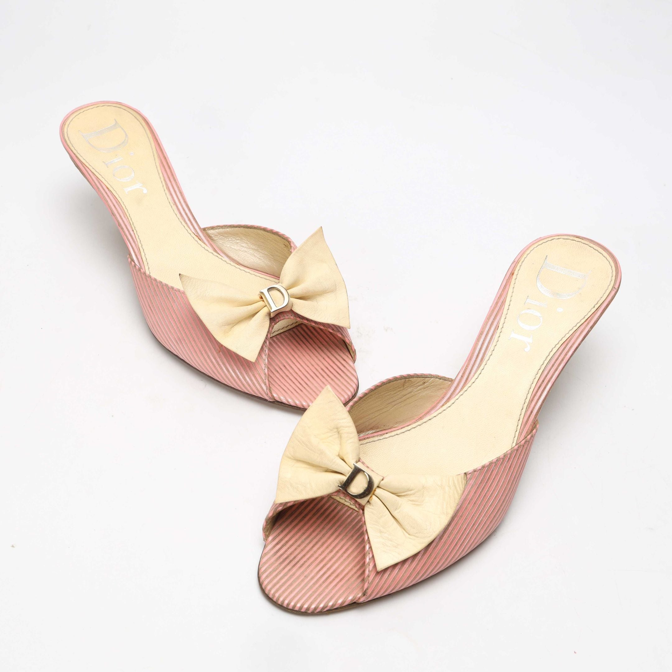 Dior Pink Bow Kitten Heeled Sandals