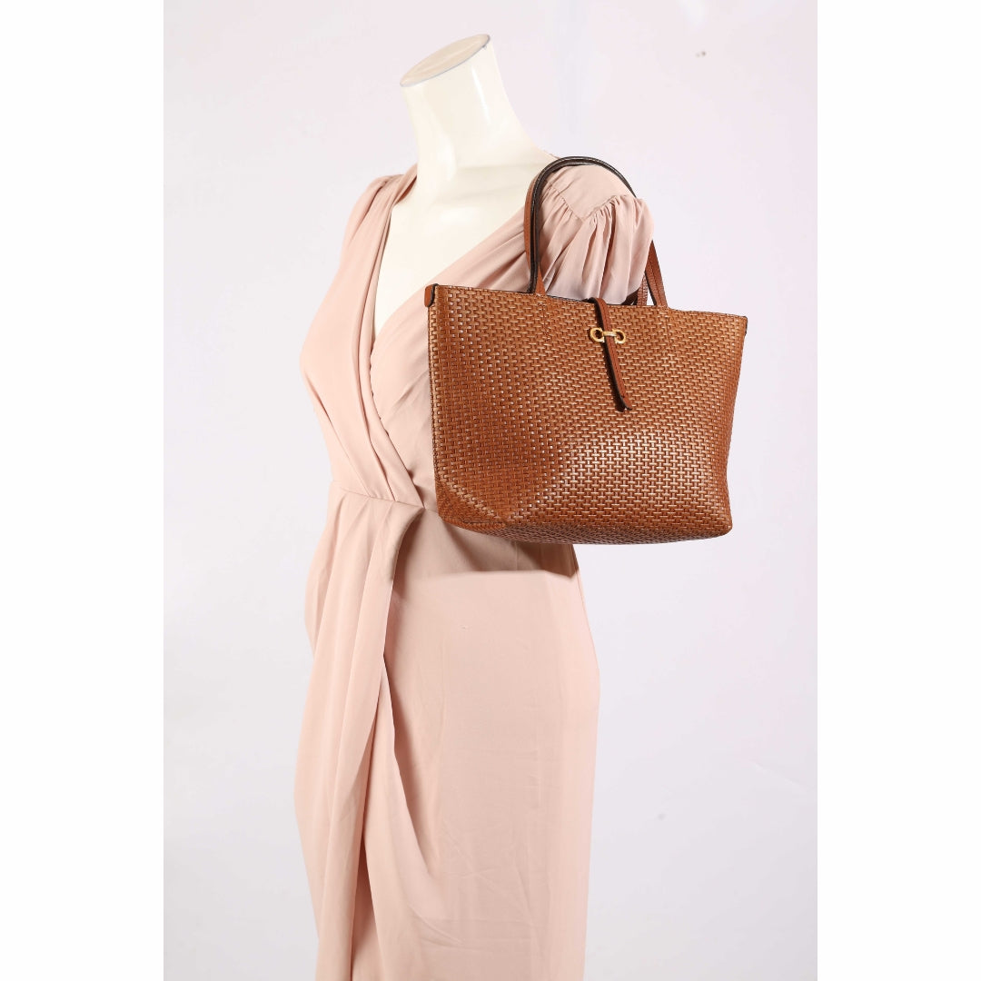 Salvatore Ferragamo Brown Braided Bice Tote