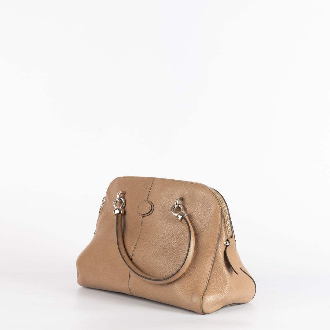 Tod's Dark Beige Leather Satchel