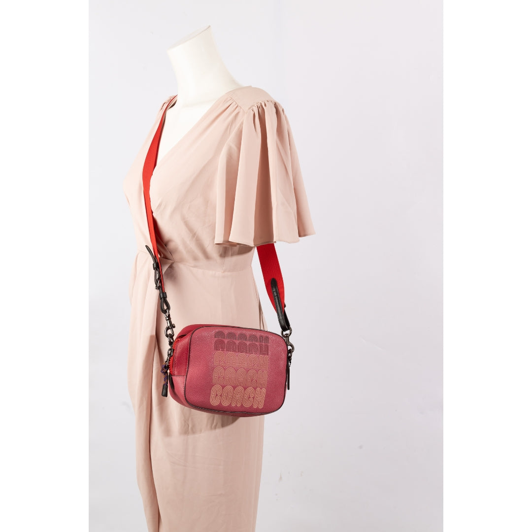 Coach Pink Logo Print Camera Bag