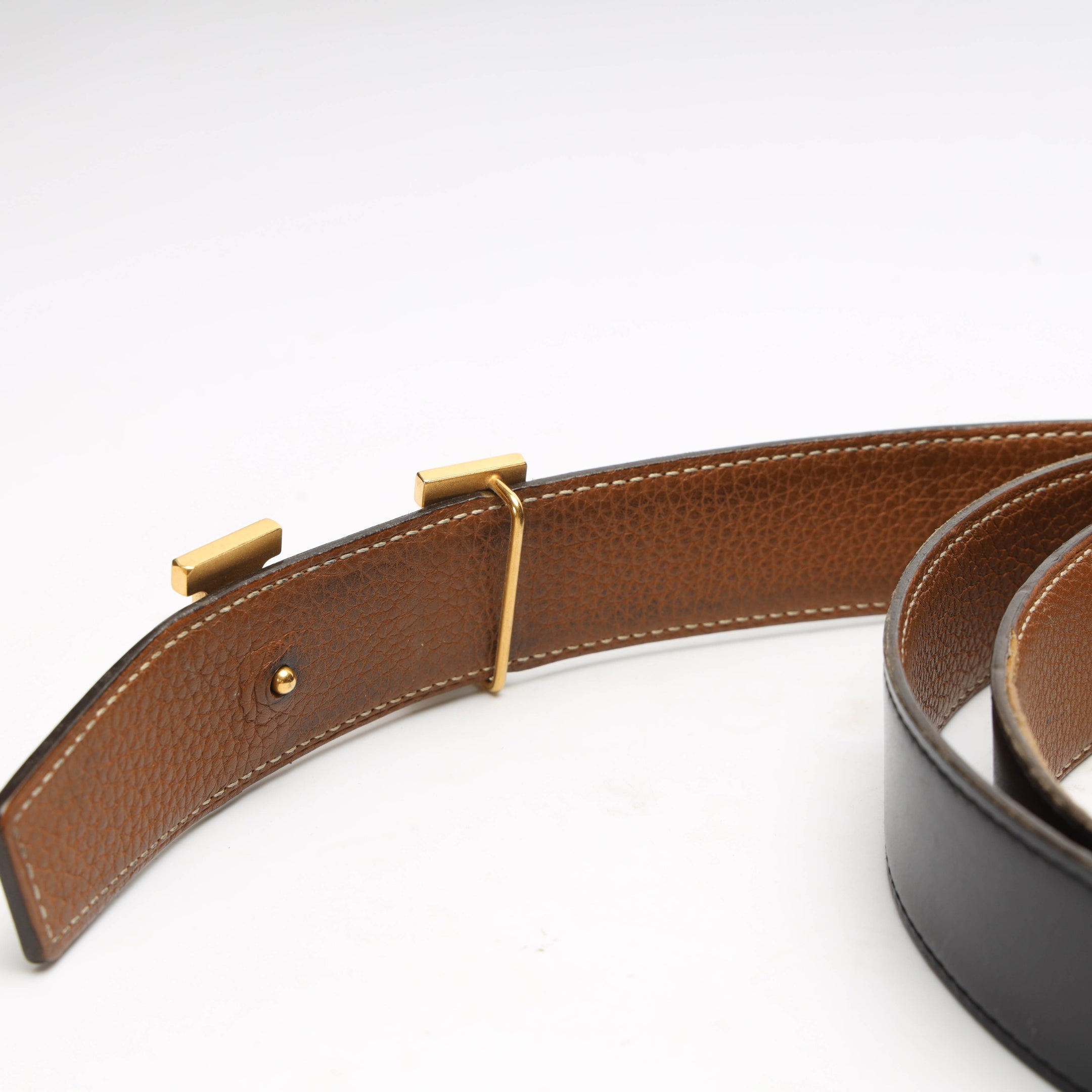 Hermes Constance Reversible Leather Buckle Belt