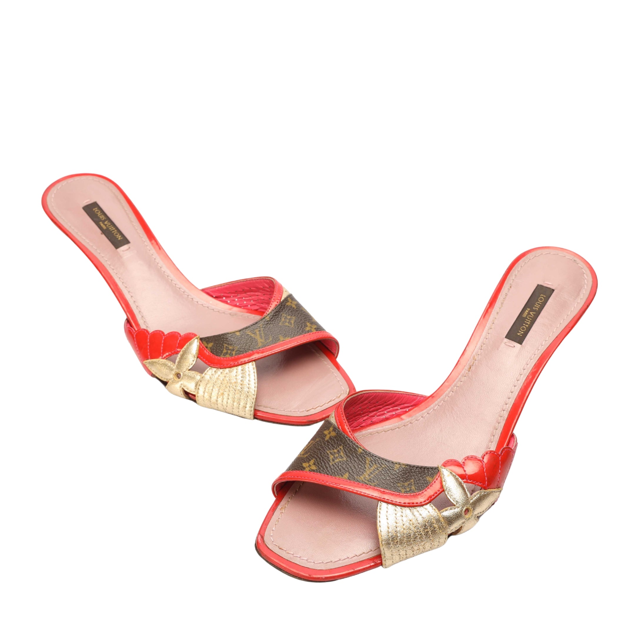 Louis Vuitton Monogram Vernis Metallic Mules