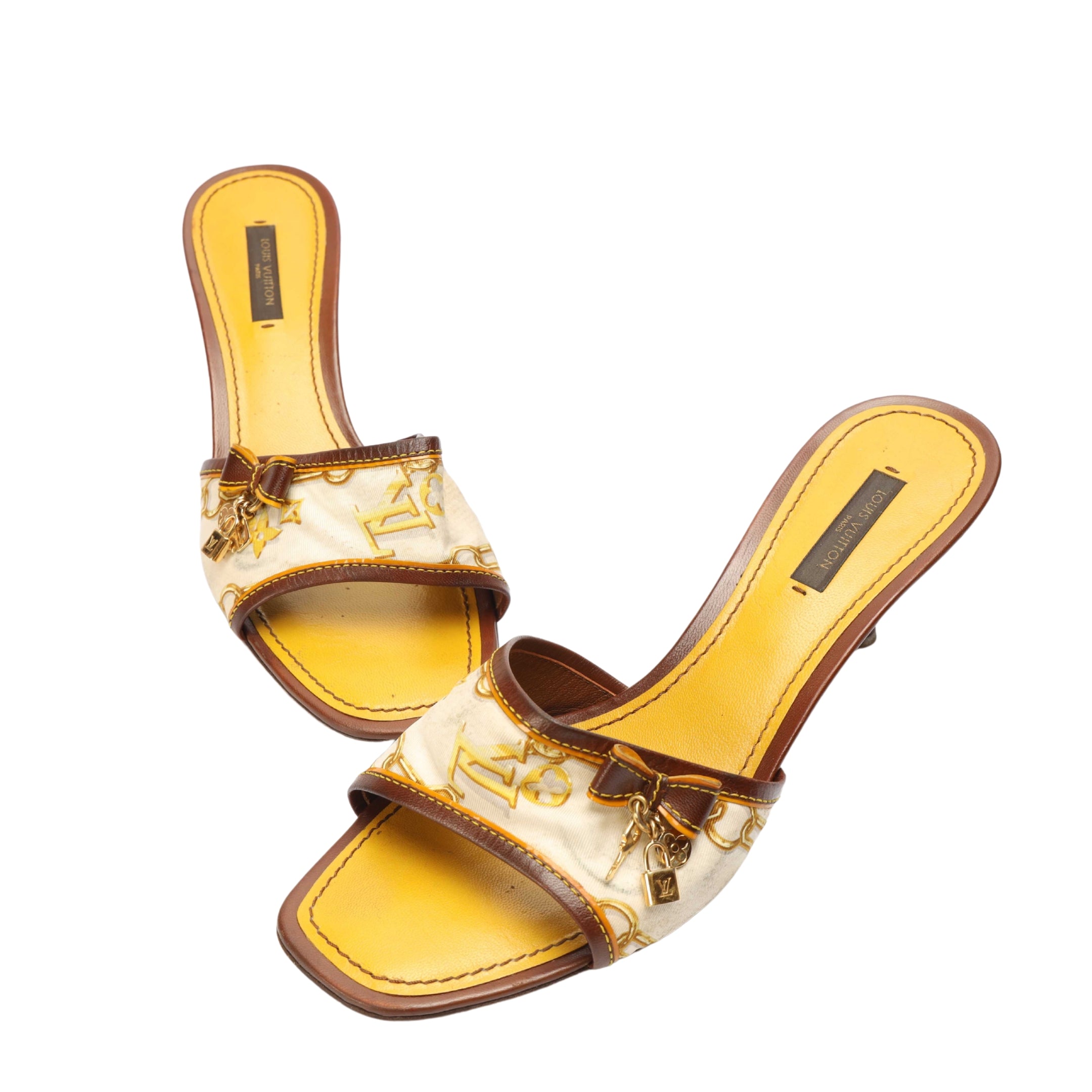 Louis Vuitton Brown Monogram Satin Charms Slide Sandals