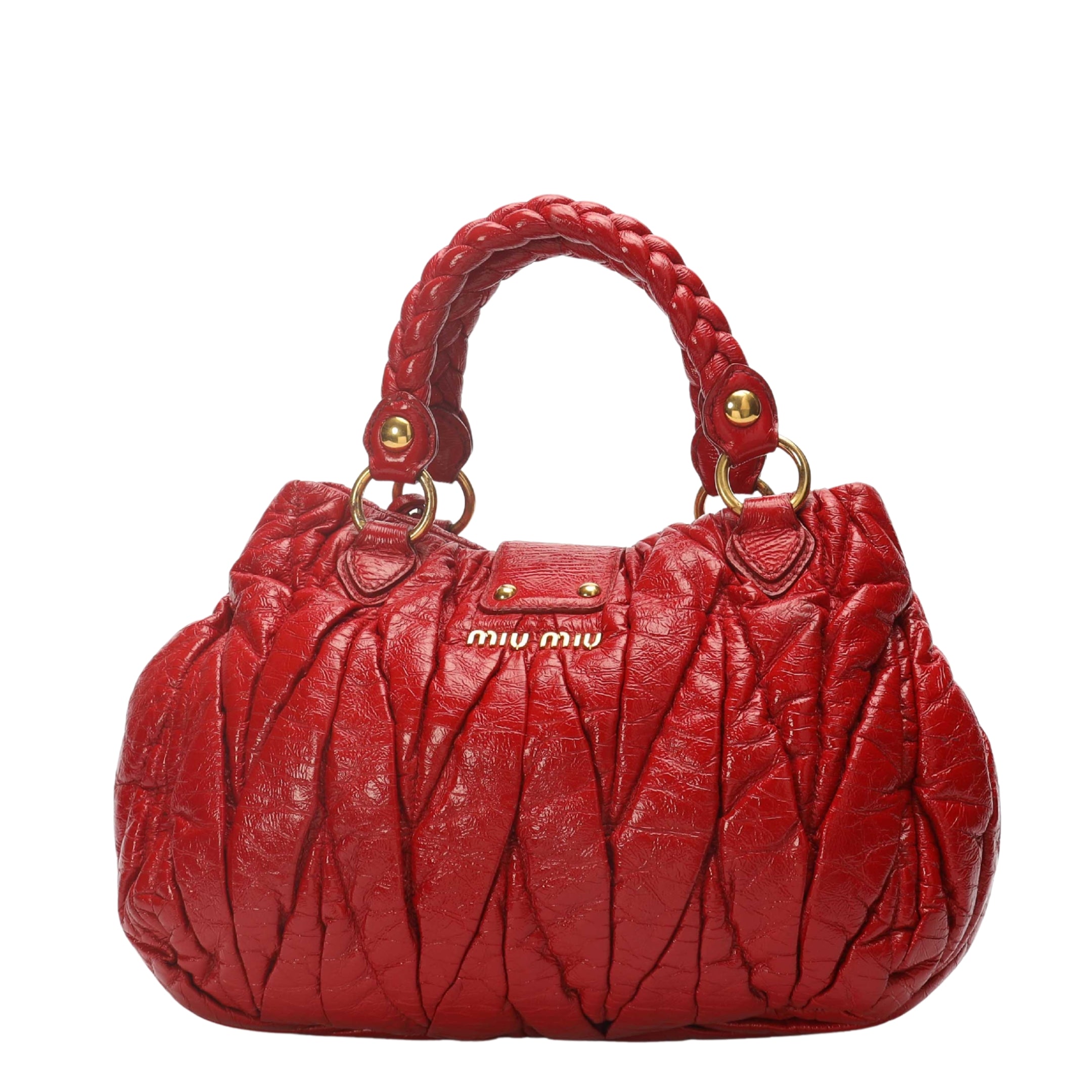 Miu Miu Red Matelasse Tote Shoulder Bag