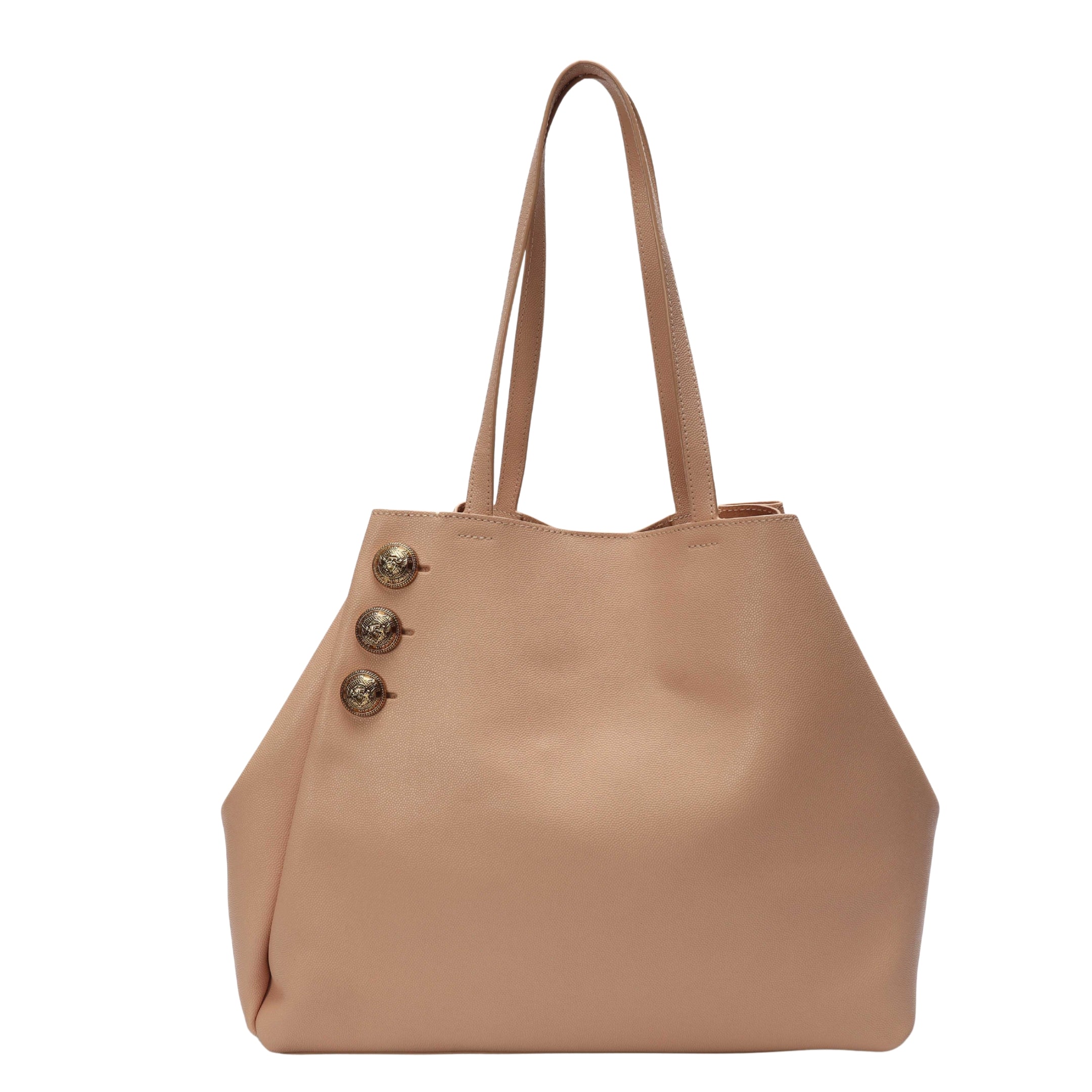 Balmain Embleme Peach Grained Calfskin Tote