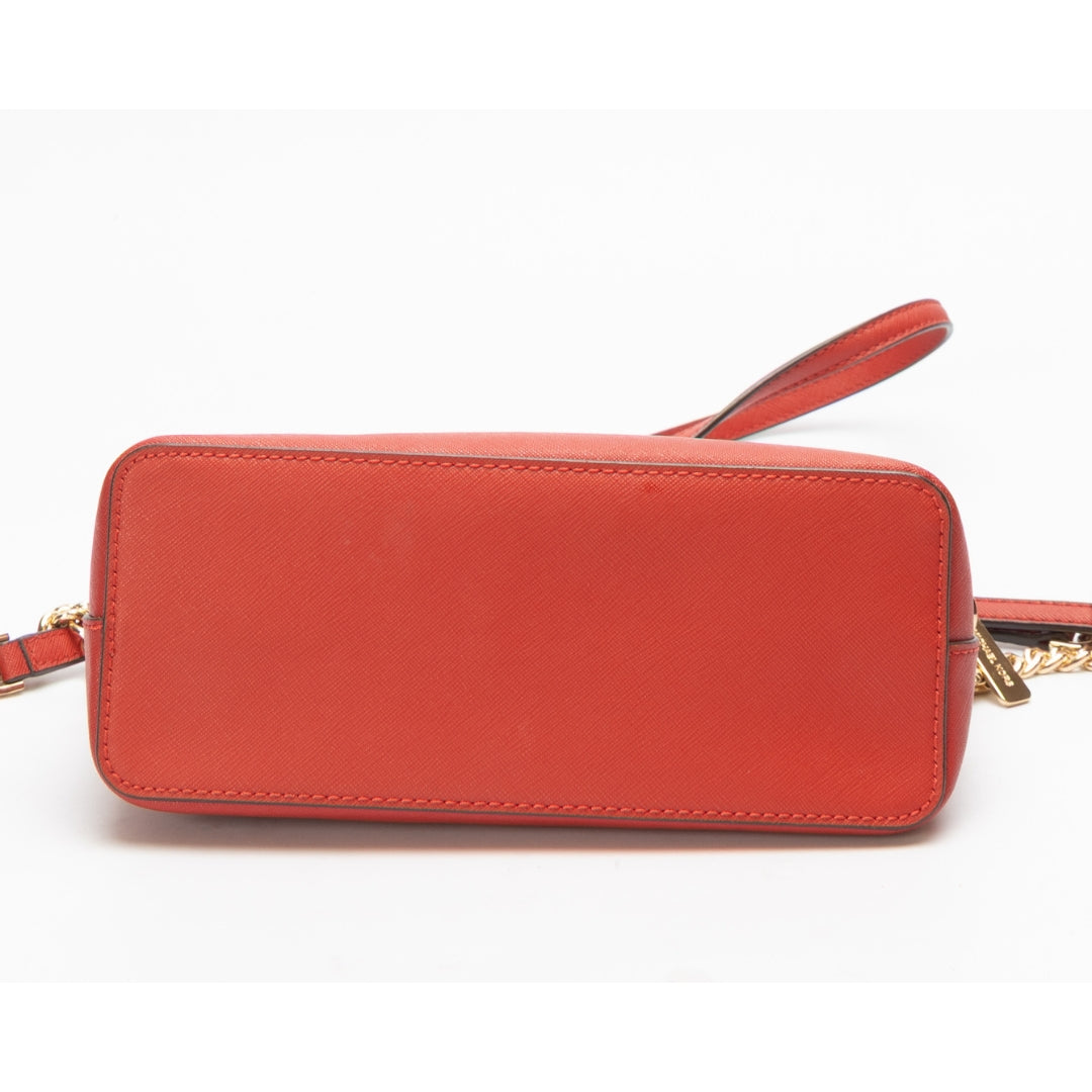 Michael Kors Red Jet Set Travel Medium Dome Crossbody Bag