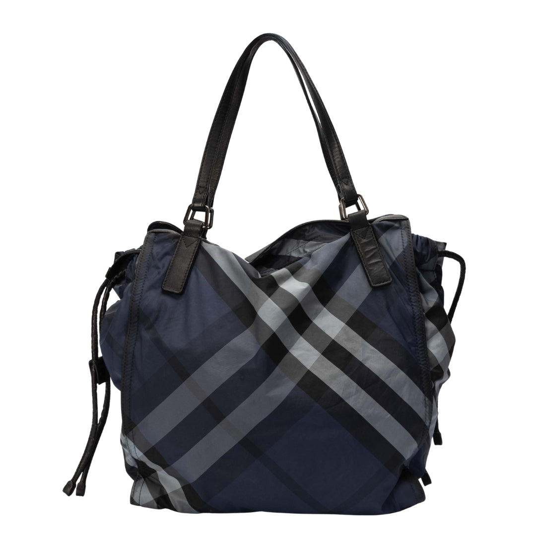 Burberry Blue Mega Check Nylon & Leather Buckleigh Tote