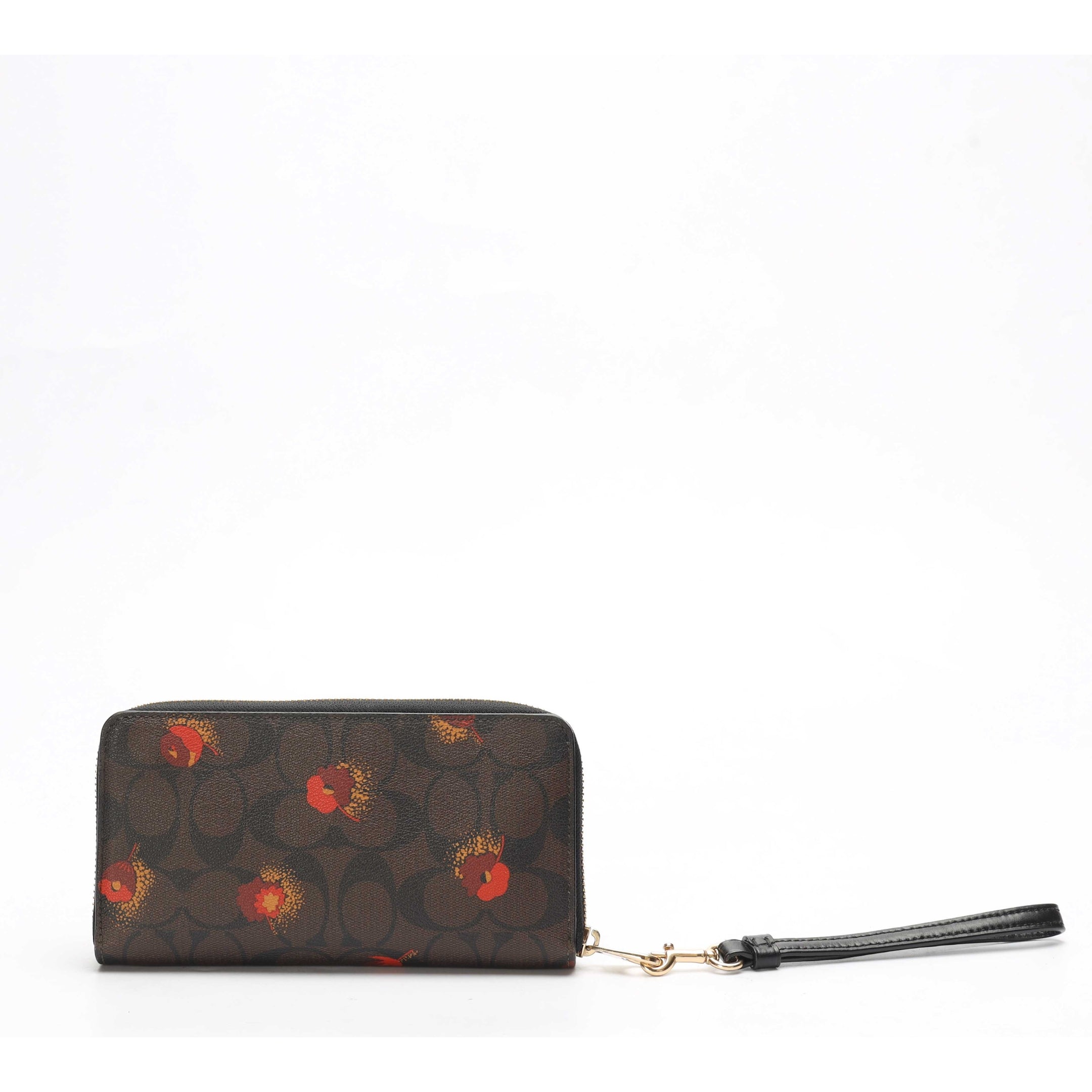 Coach Brown Monogram Floral Zip Wallet
