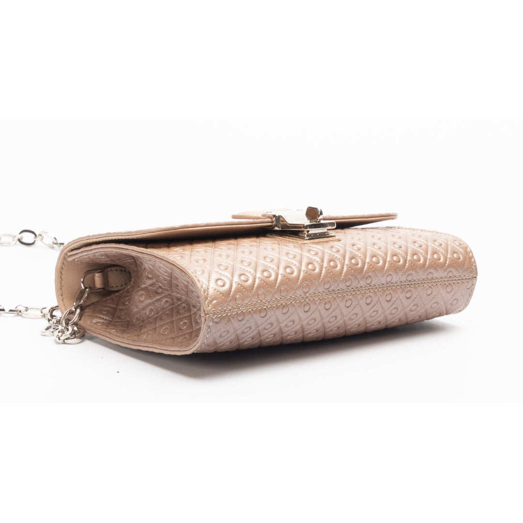 Tod's Metallic Gold Leather Signature Shoulder Bag