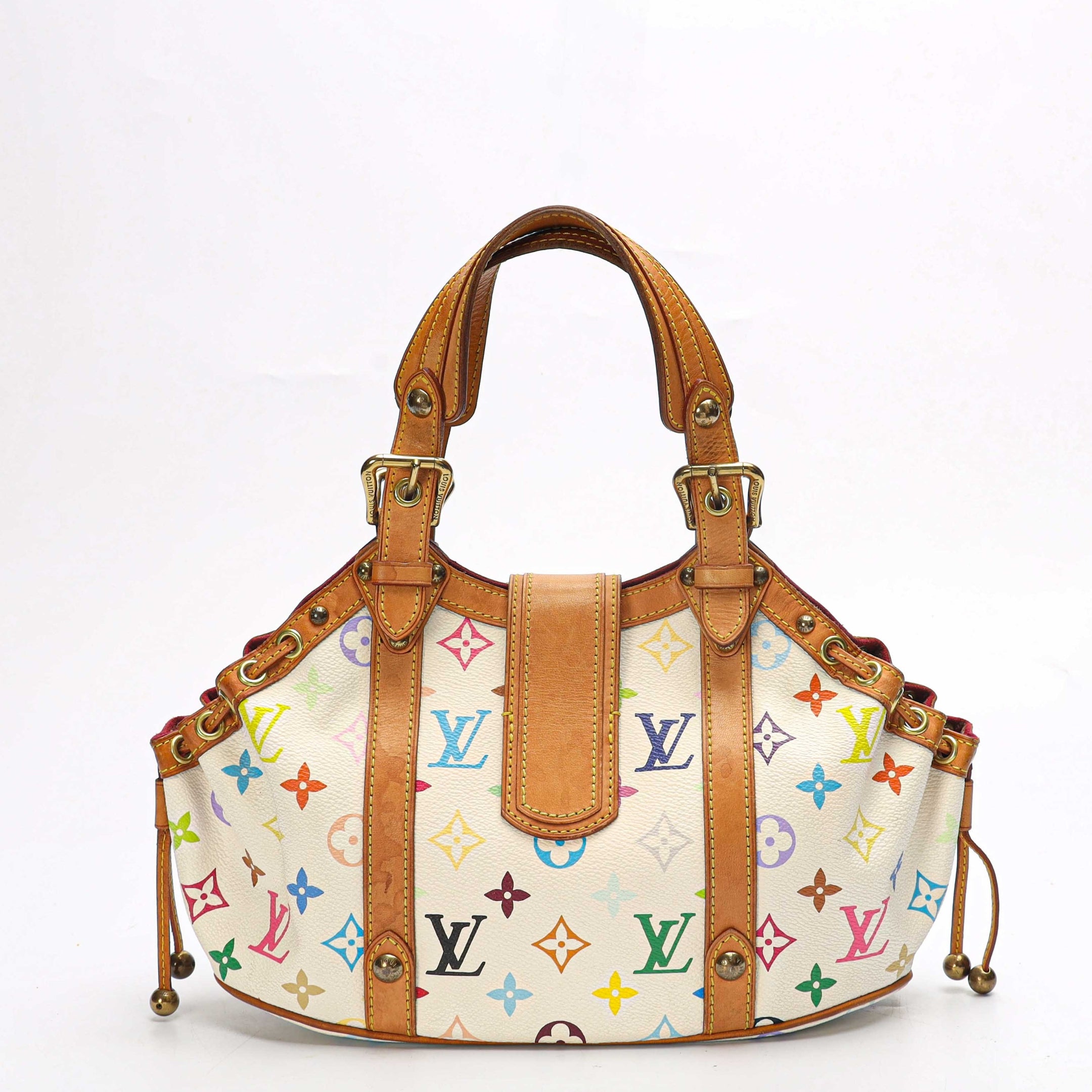 Louis Vuitton White Multicolor Canvas Theda GM Bag