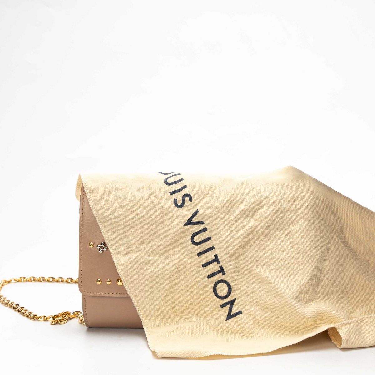 Louis Vuitton Chain Louise Beige Studded Crossbody Bag
