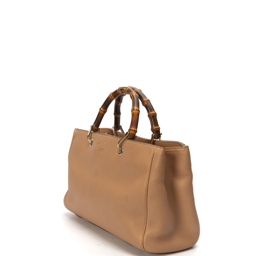 Gucci Beige Medium Bamboo Handle Shopper Tote