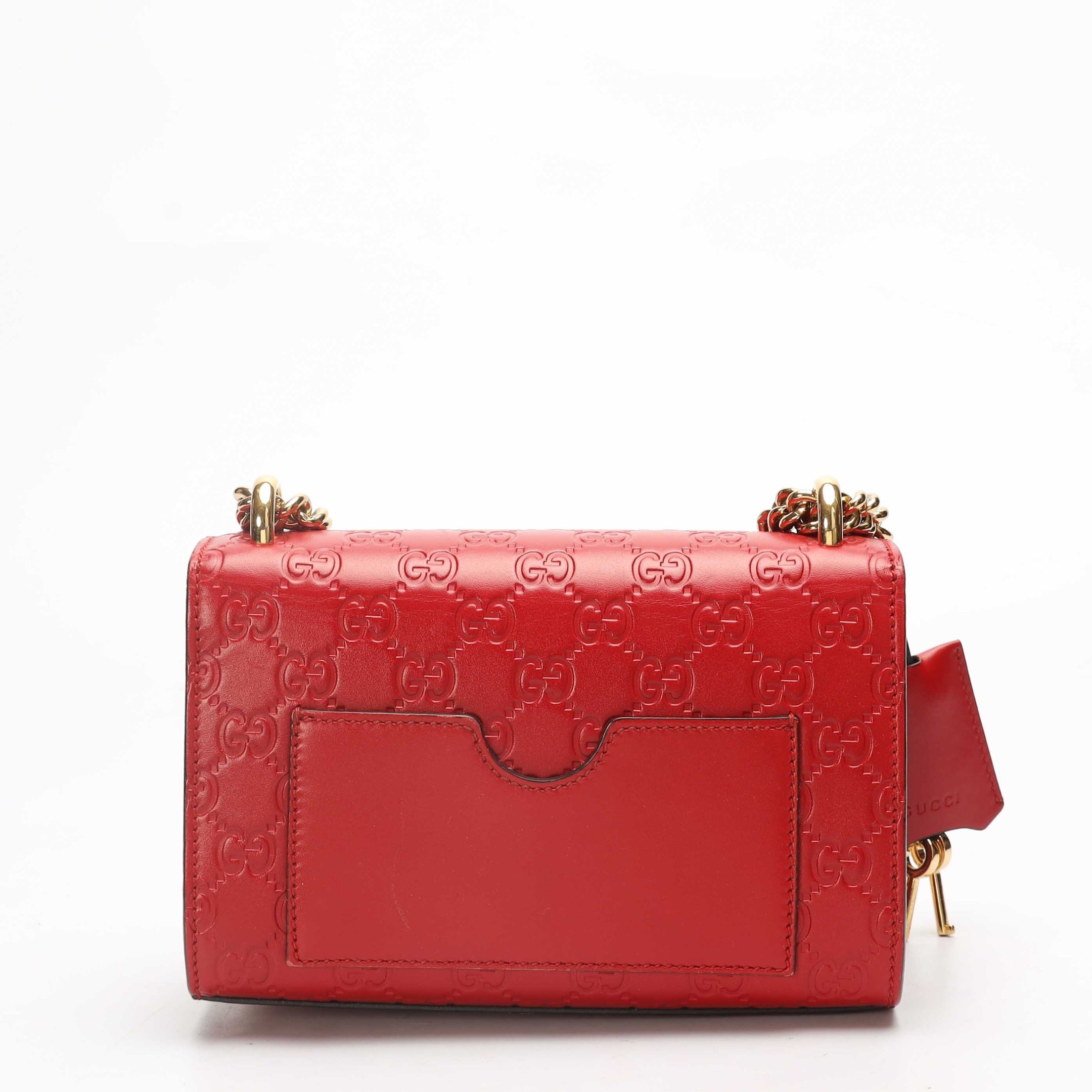 Gucci Red Guccissima Small Padlock Shoulder Bag