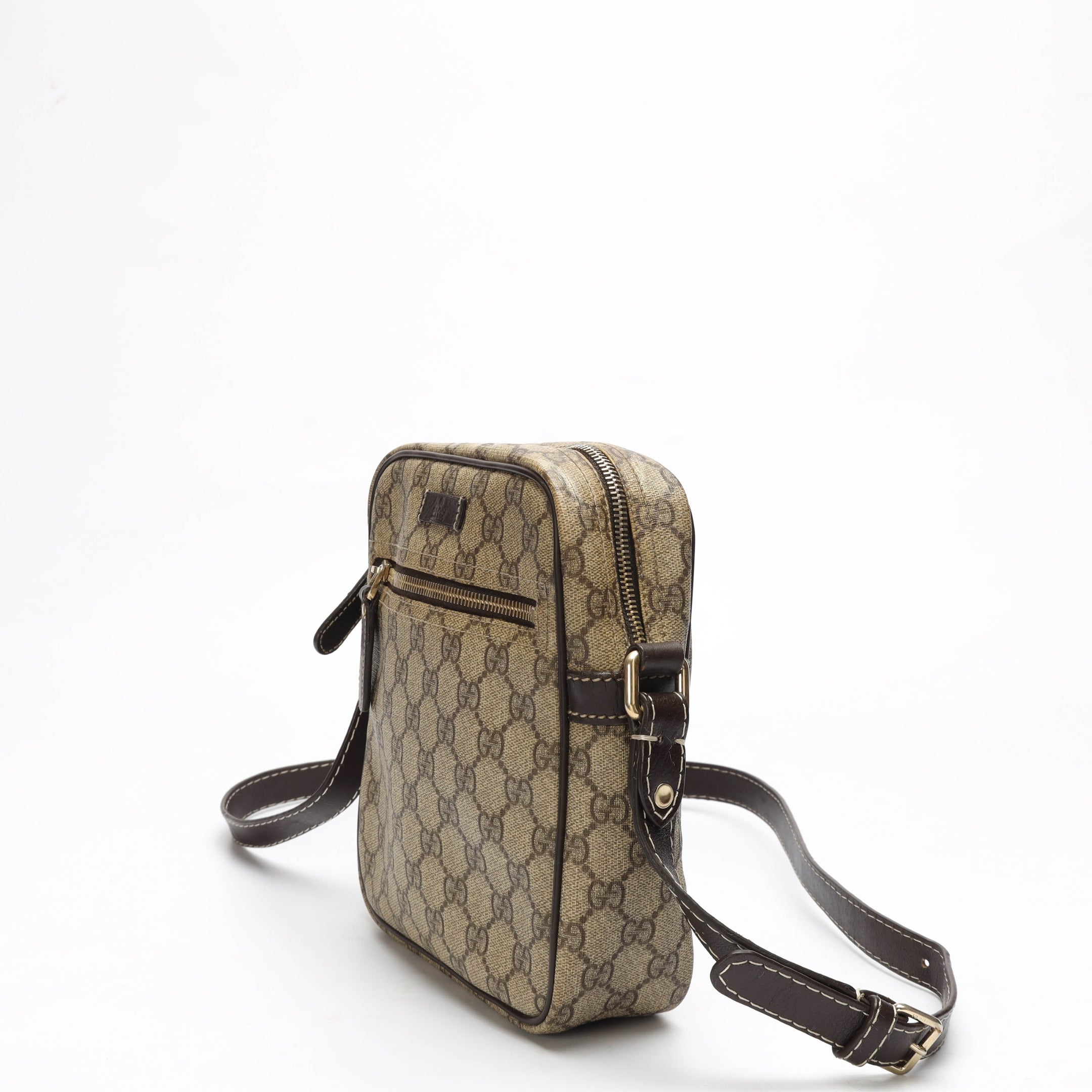 Gucci Beige GG Supreme Flat Messenger Bag