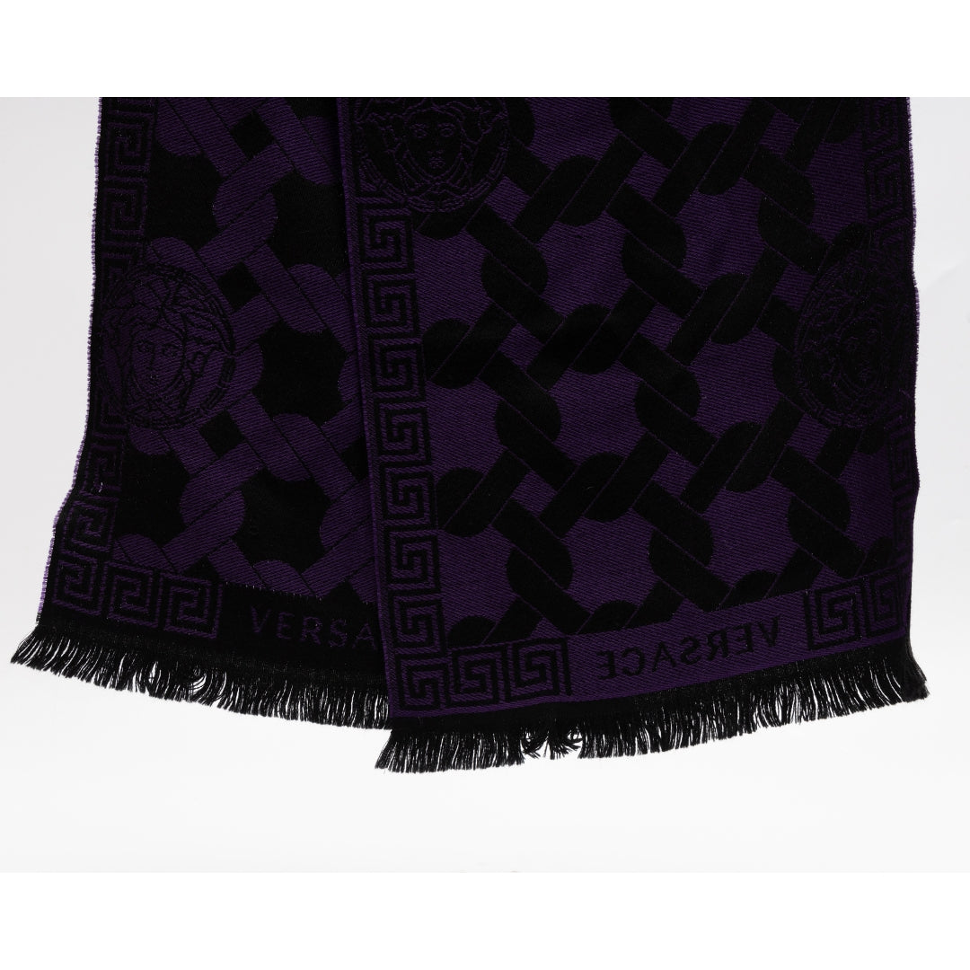 Versace Lana Wool Purple Scarf