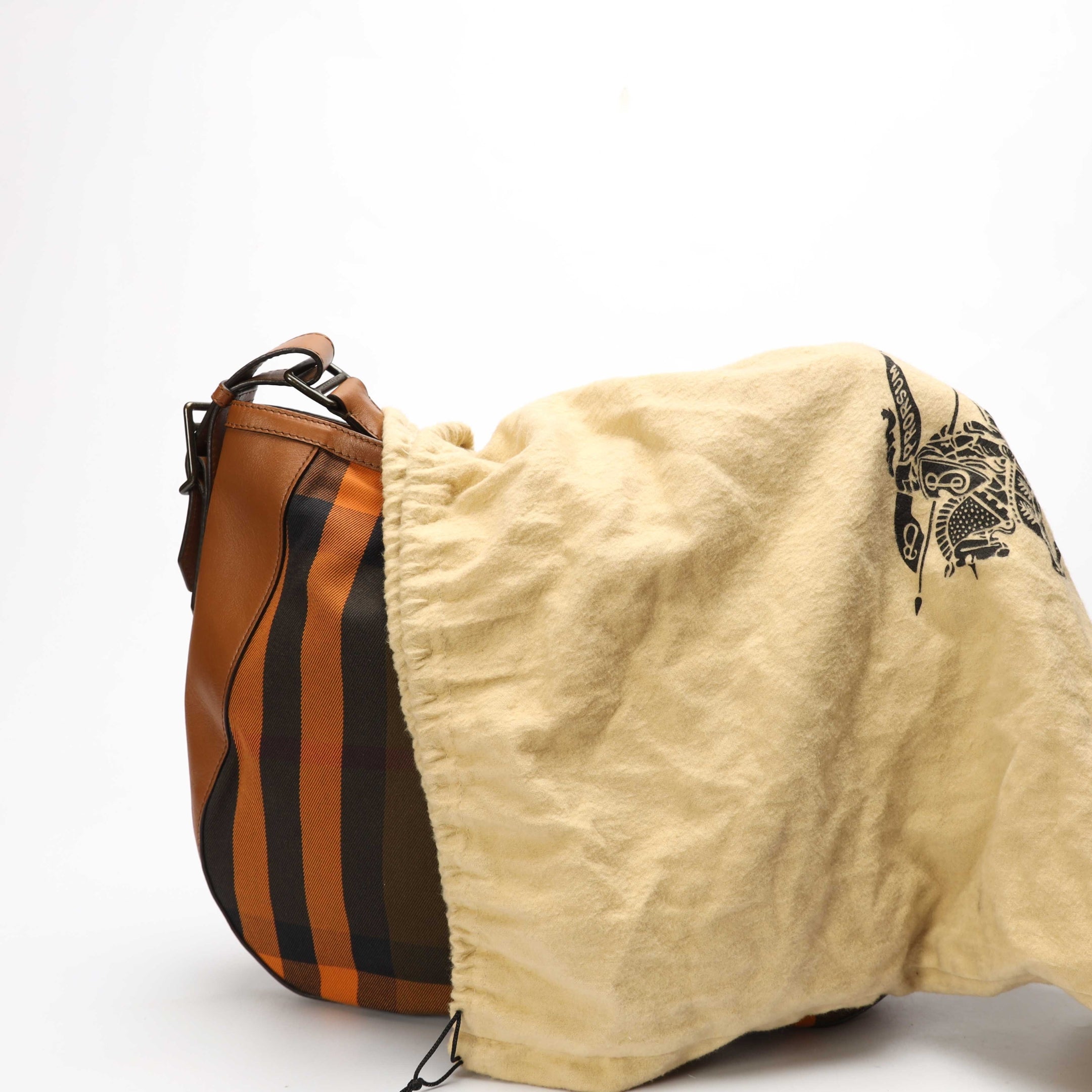 Burberry Brown/Orange Vintage Check Ashwood Hobo Bag