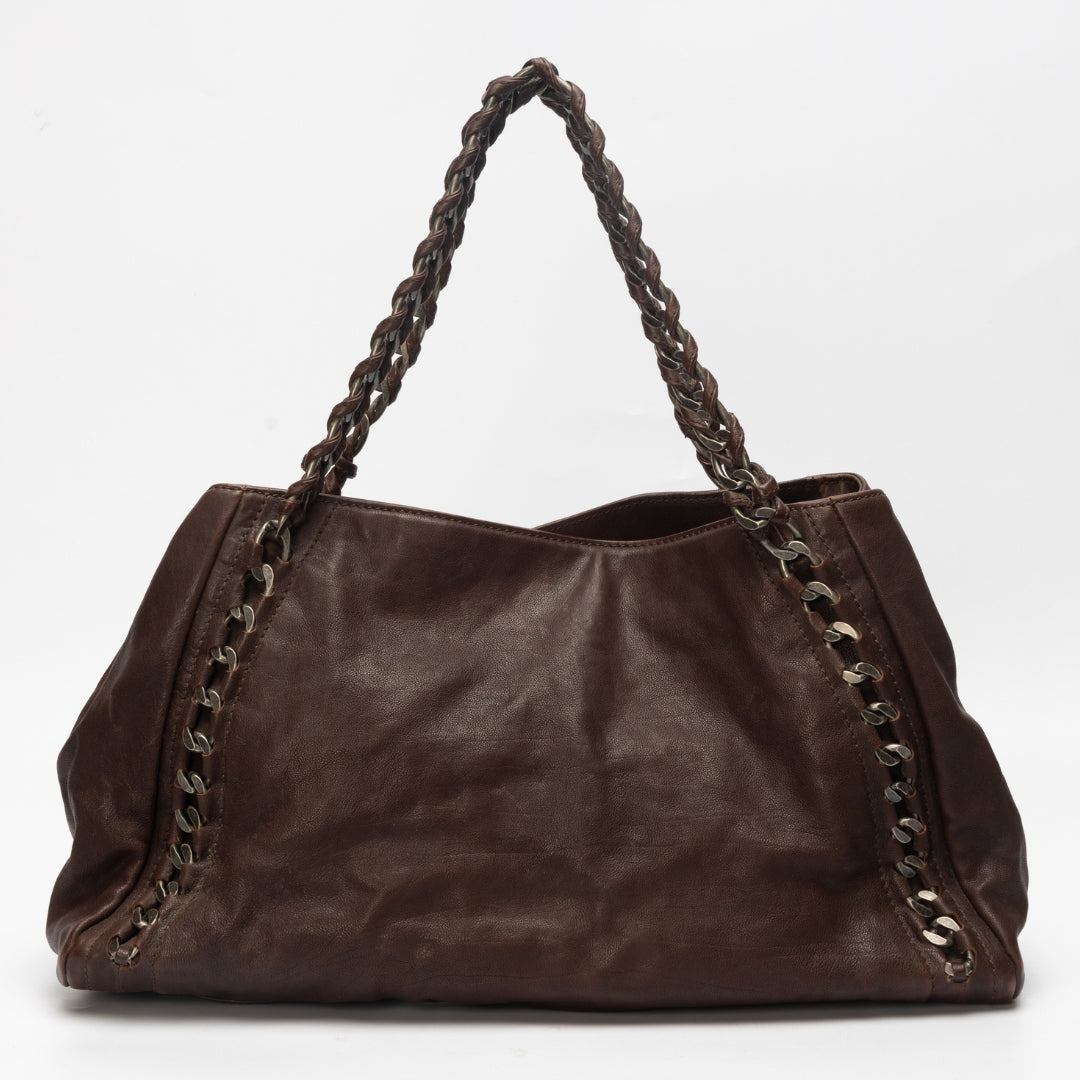 Chanel Dark Brown Caviar Leather Modern Chain East West Tote