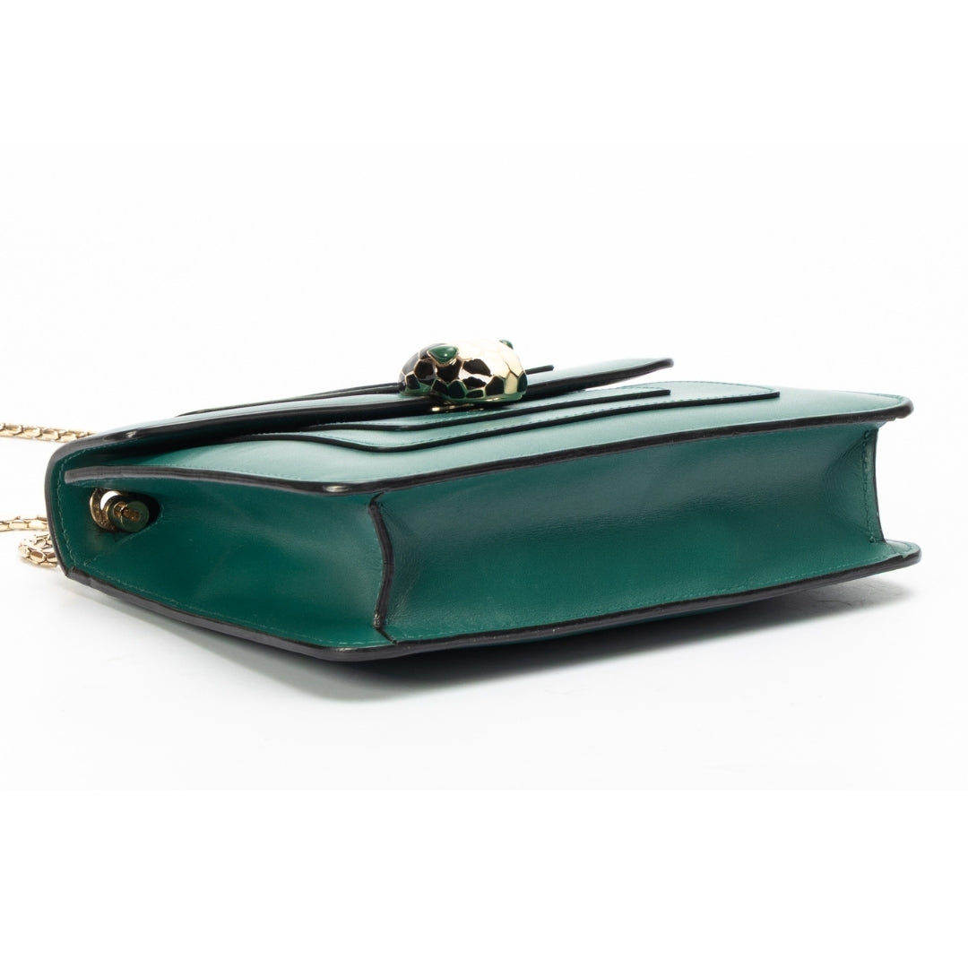 Bvlgari Green Leather Small Serpenti Forever Shoulder Bag