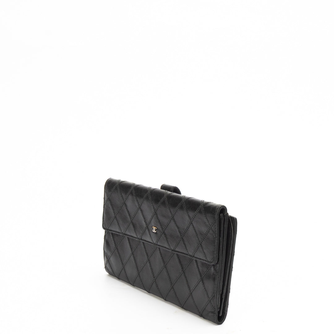 Chanel Black Quilted Continental Flap Wallet