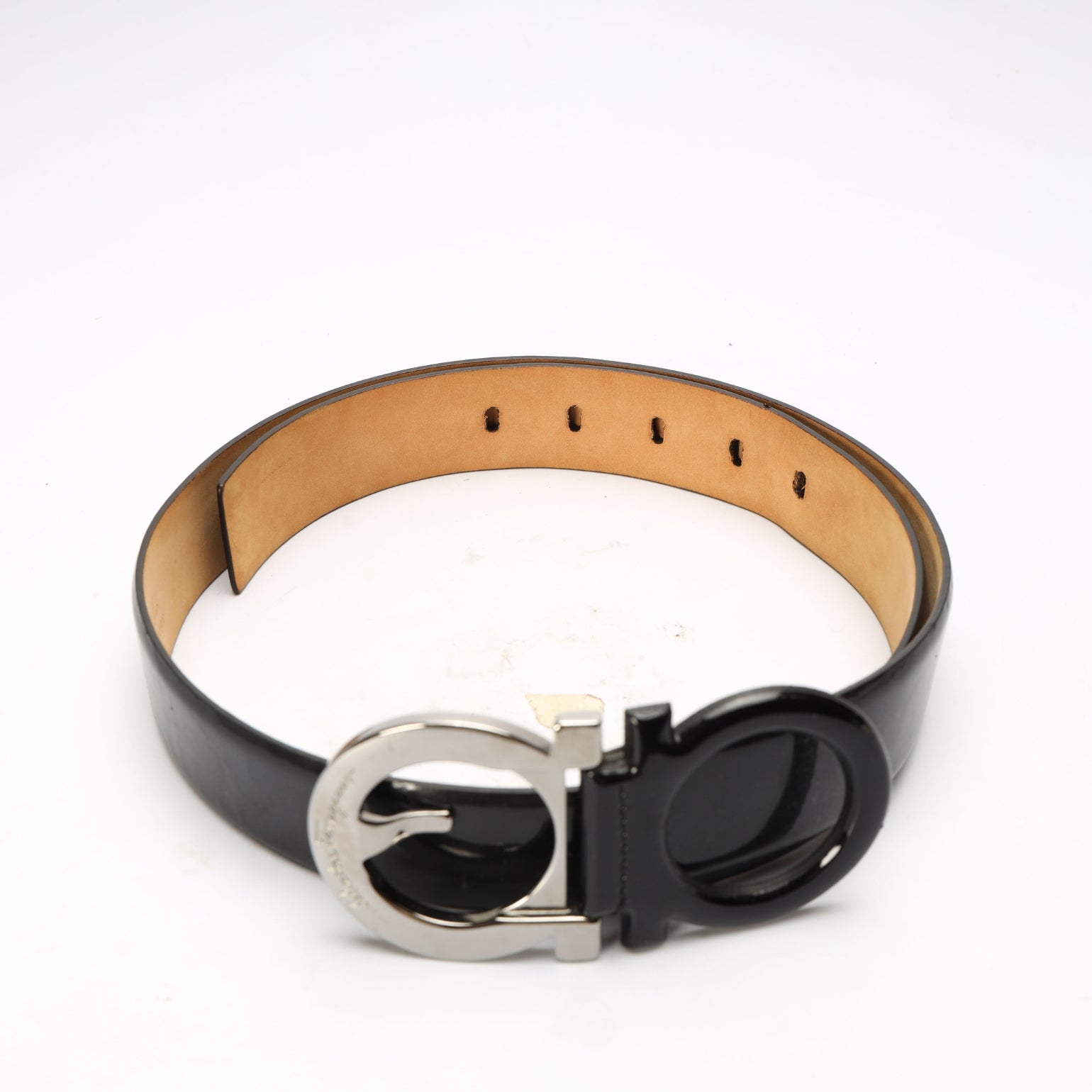 Salvatore Ferragamo Black Leather Buckle Belt