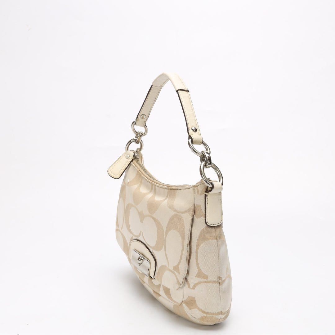 Coach White Canvas Kristin Hobo Bag