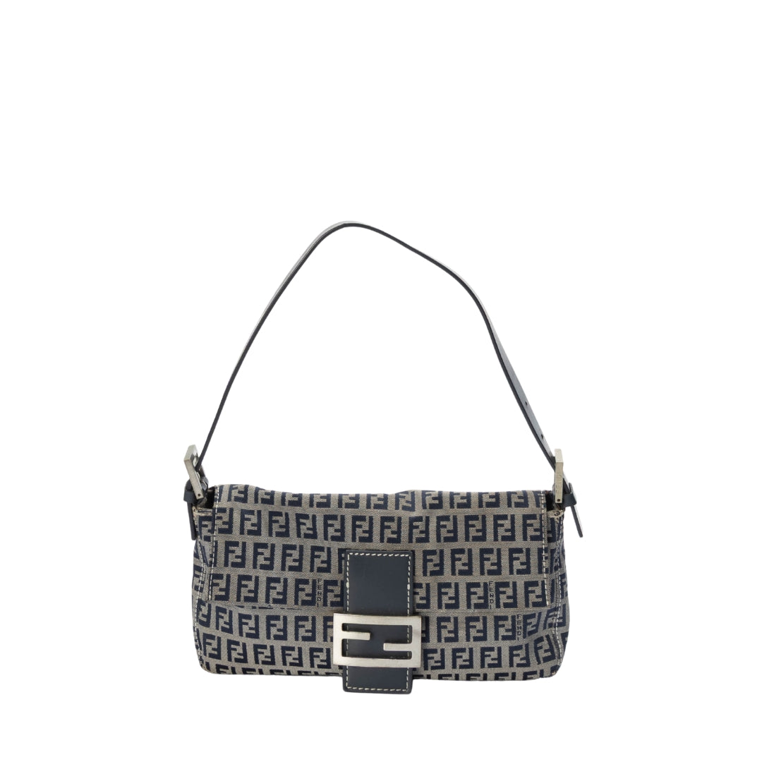 Fendi Blue Zucchino FF Flap Pochette Bag