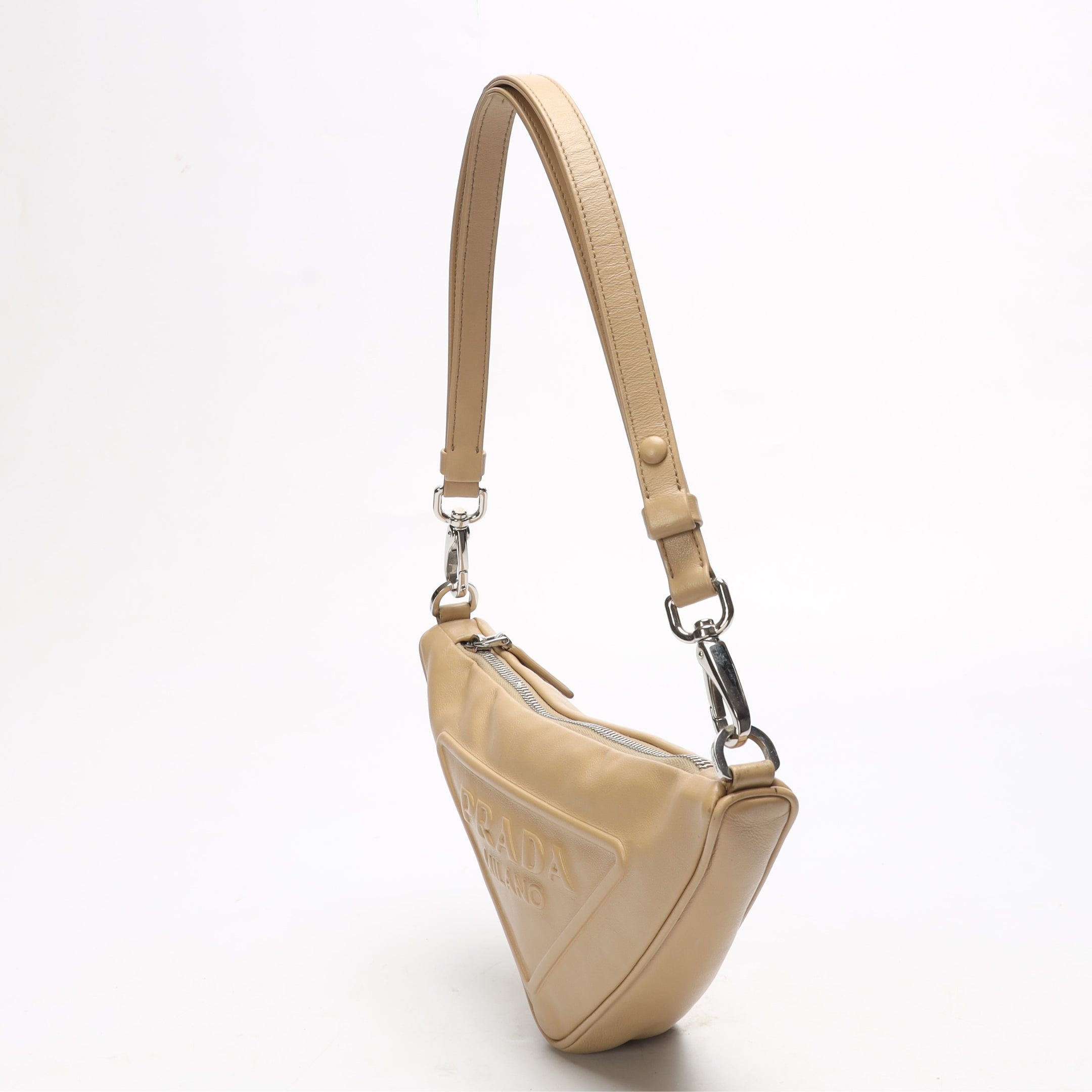 Prada Beige Triangle Pouch Shoulder Bag