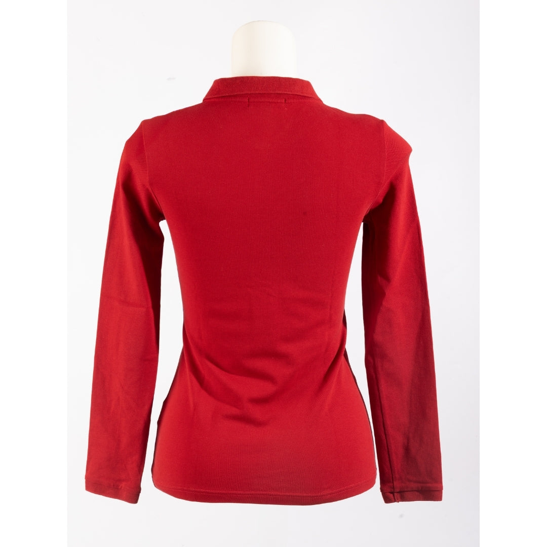 Burberry Red Pique Polo Long Sleeve T-Shirt