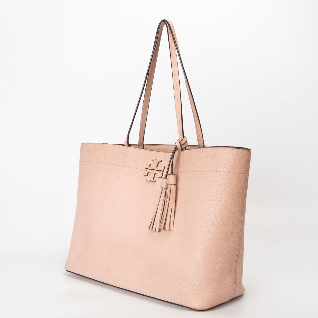 Tory Burch Pink Pebbled Leather McGraw Tote Bag