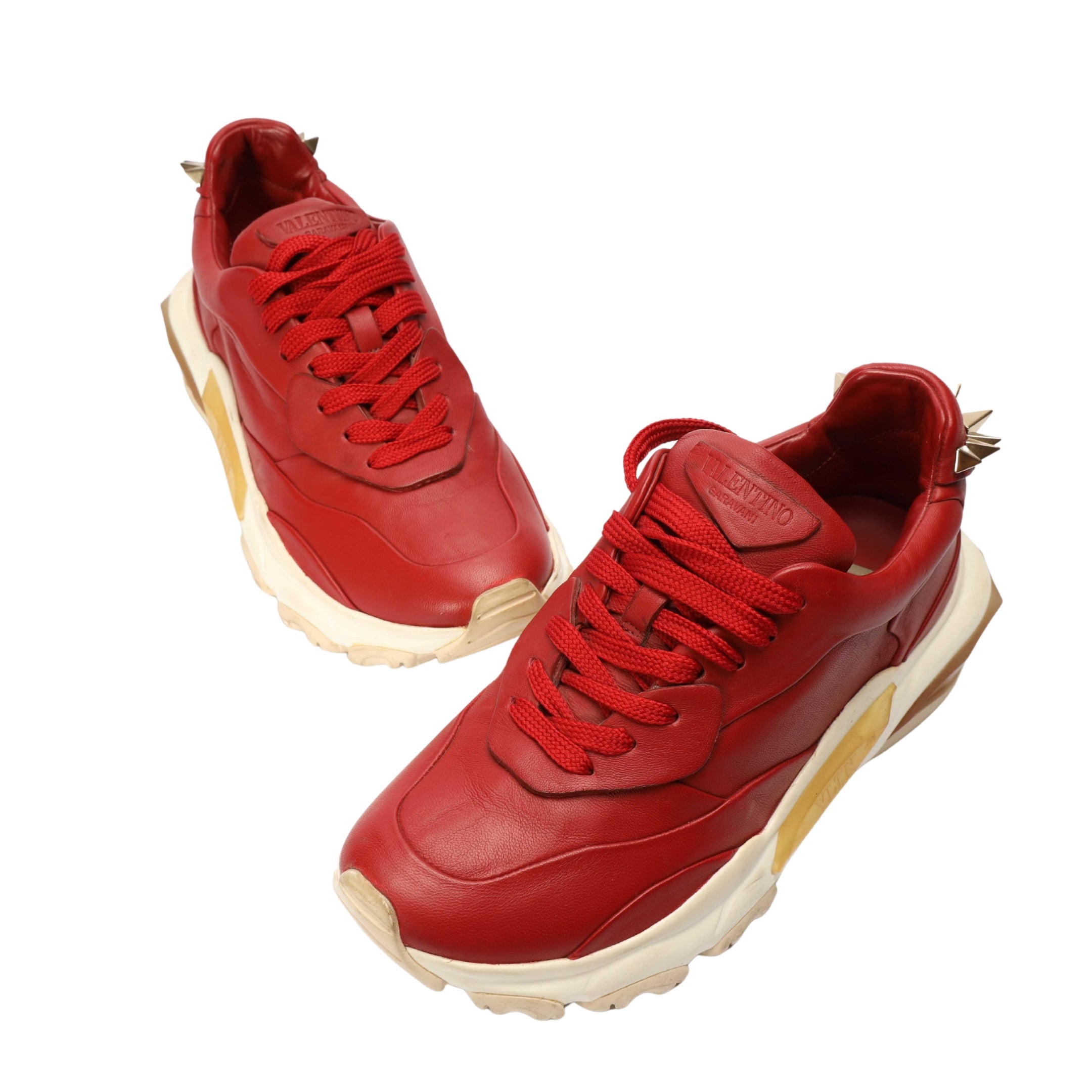 Valentino Garavani Red Rockstud Leather Sneakers