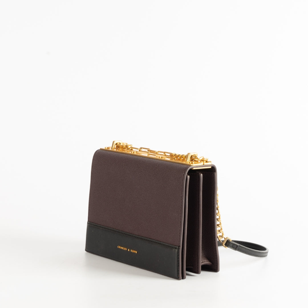 Charles & Keith Contrast Detail Boxy Crossbody Bag