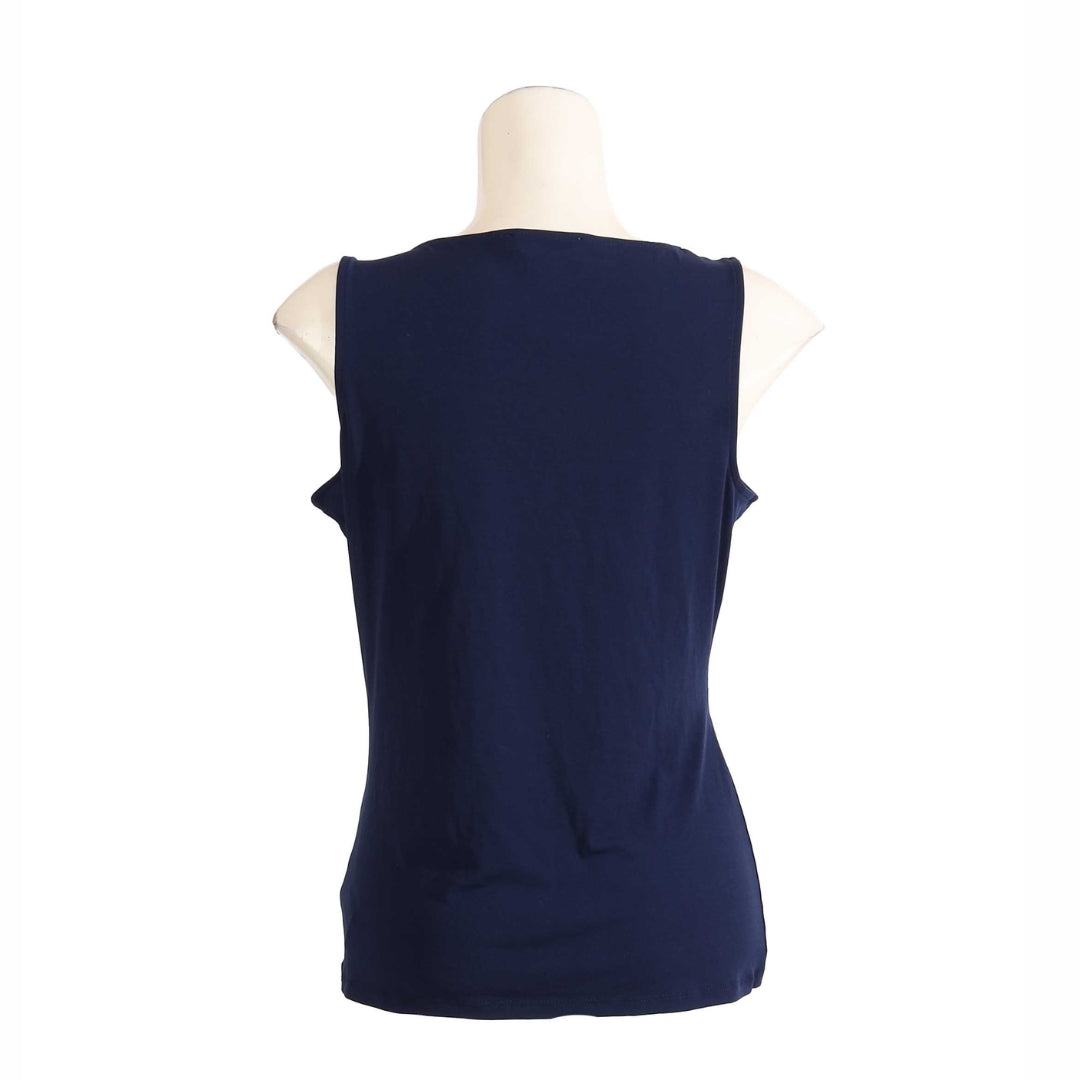 Michael Kors Navy Clasp Shoulder Top