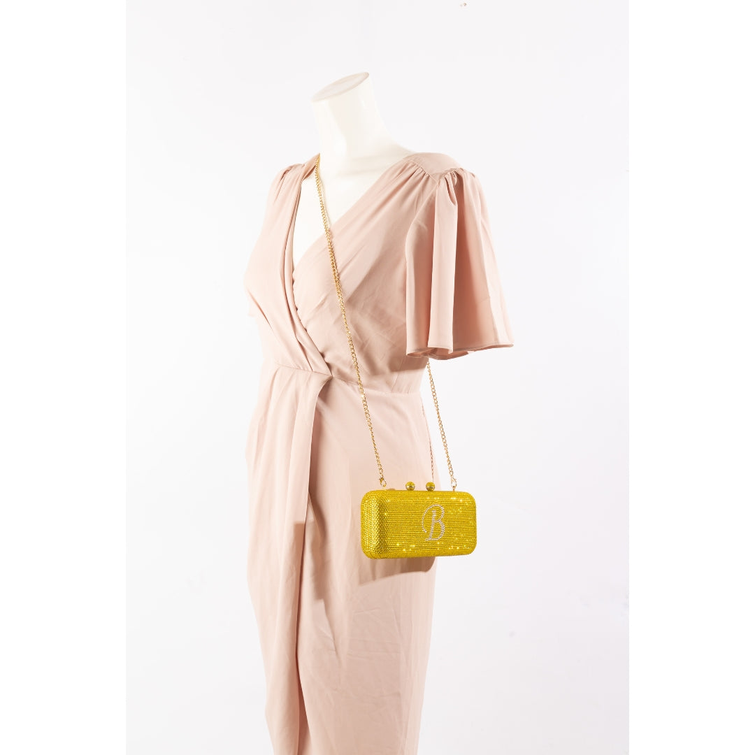 Swarovski Yellow B Crystal Clutch on Chain