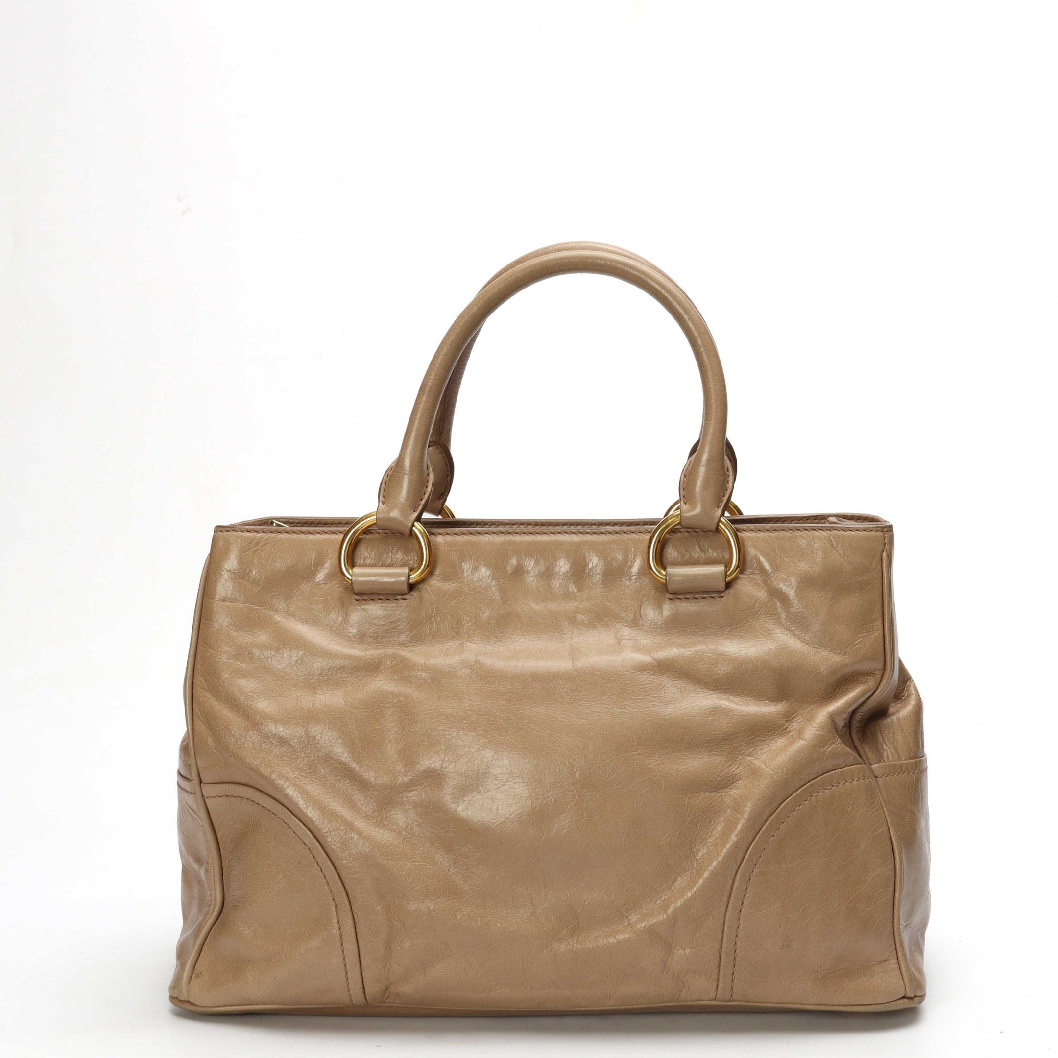 Miu Miu Beige Vitello Shine Convertible Tote