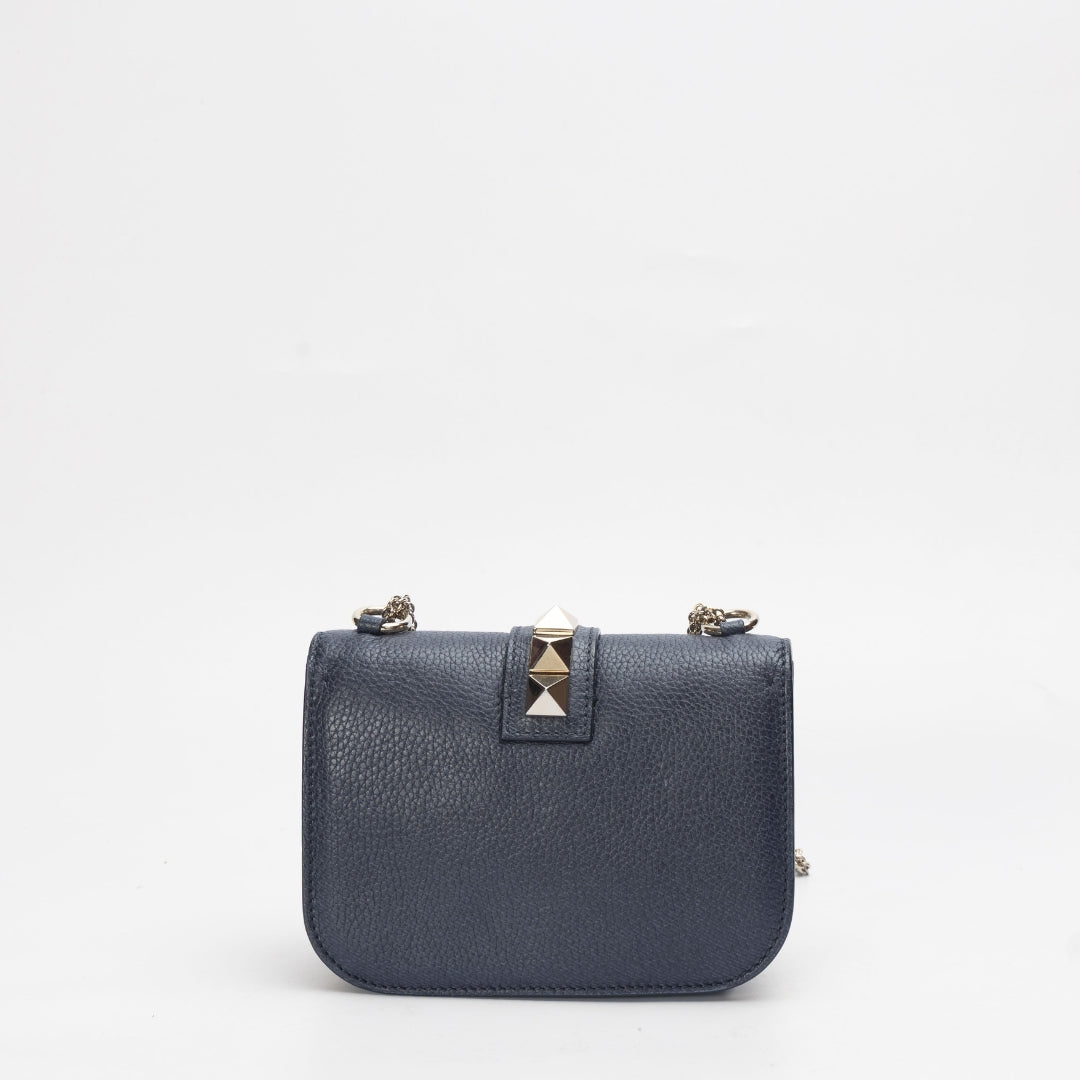 Valentino Blue Glam Lock Flap Shoulder Bag