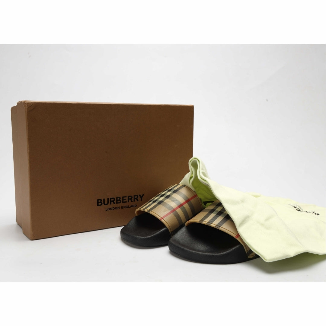 Burberry Beige Check Slides